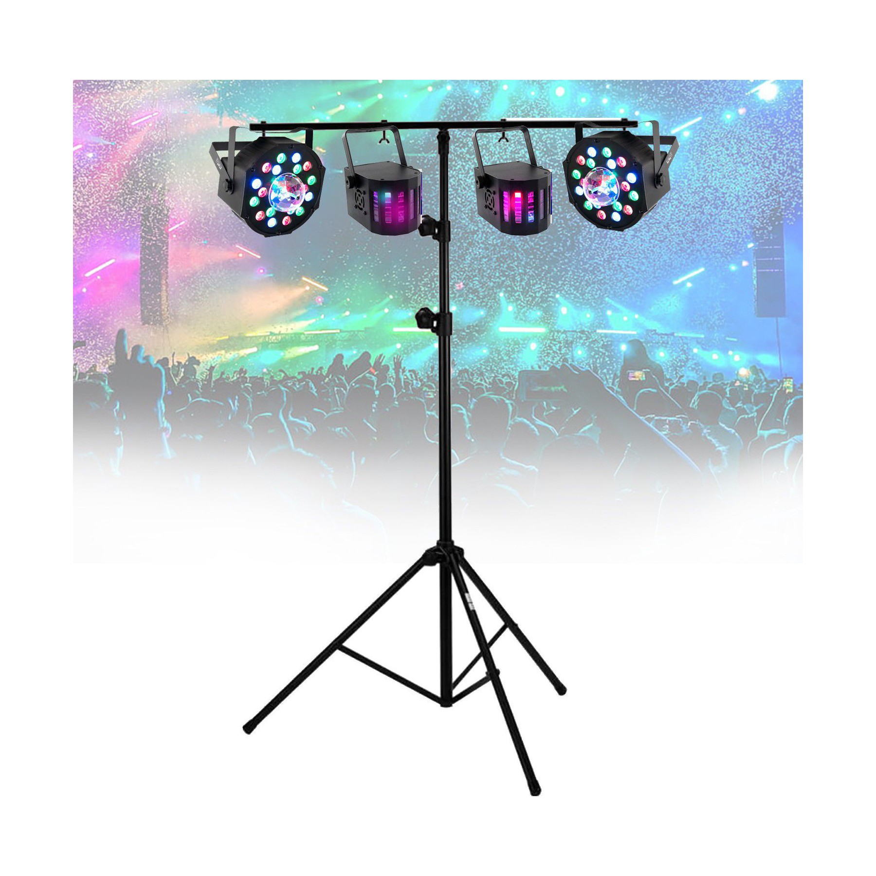Jeu de lumières PARTY LIGHT&SOUND PACK DE 4 EFFETS JEUX DE LUMIERE COMPACT