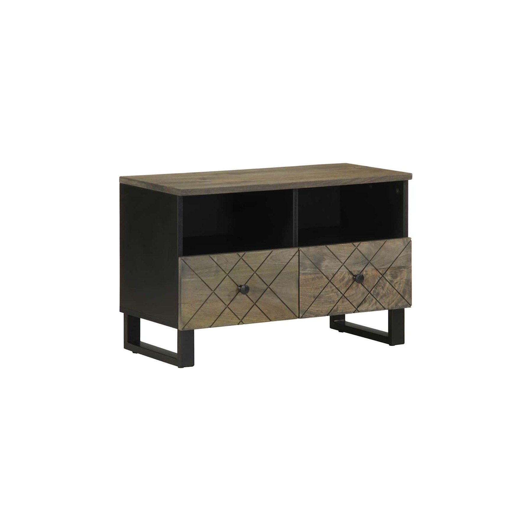 Meuble TV HELLOSHOP26 Meuble TV noir grand espace rangement de