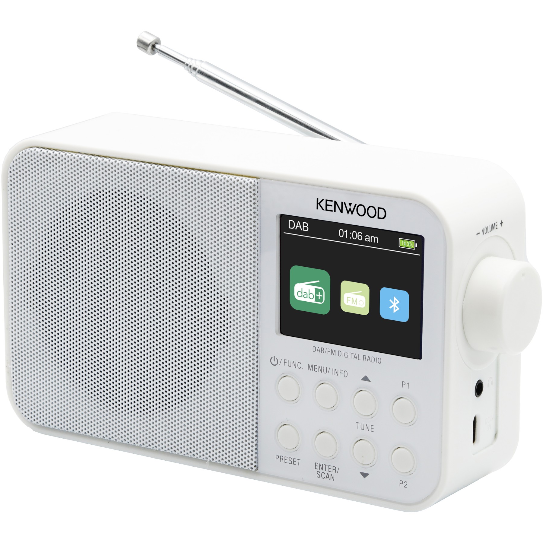 Radio DAB KENWOOD DAB BT CRM30DAB-W Blanc