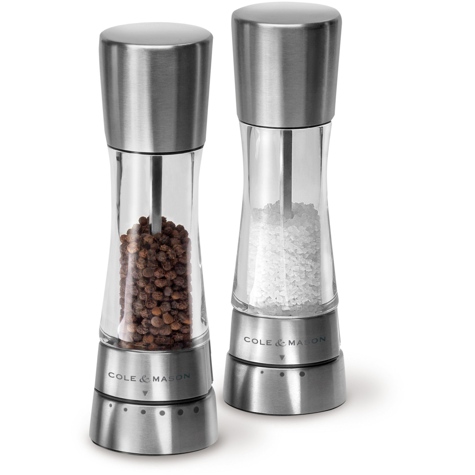 Duo moulins à poivre et sel COLE AND MASON sel & poivre Coffret Derwent INOX 190 MM