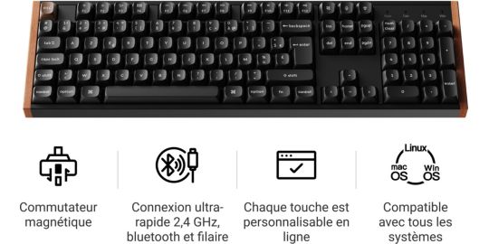 Clavier gamer sans fil KEYCHRON K10 HE Wireless Magnetic Switch