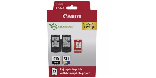 Cartouche d'encre CANON Pack de 2 Originales PG-510/CL-511 (Noir + 3 Couleurs) - 2933B010