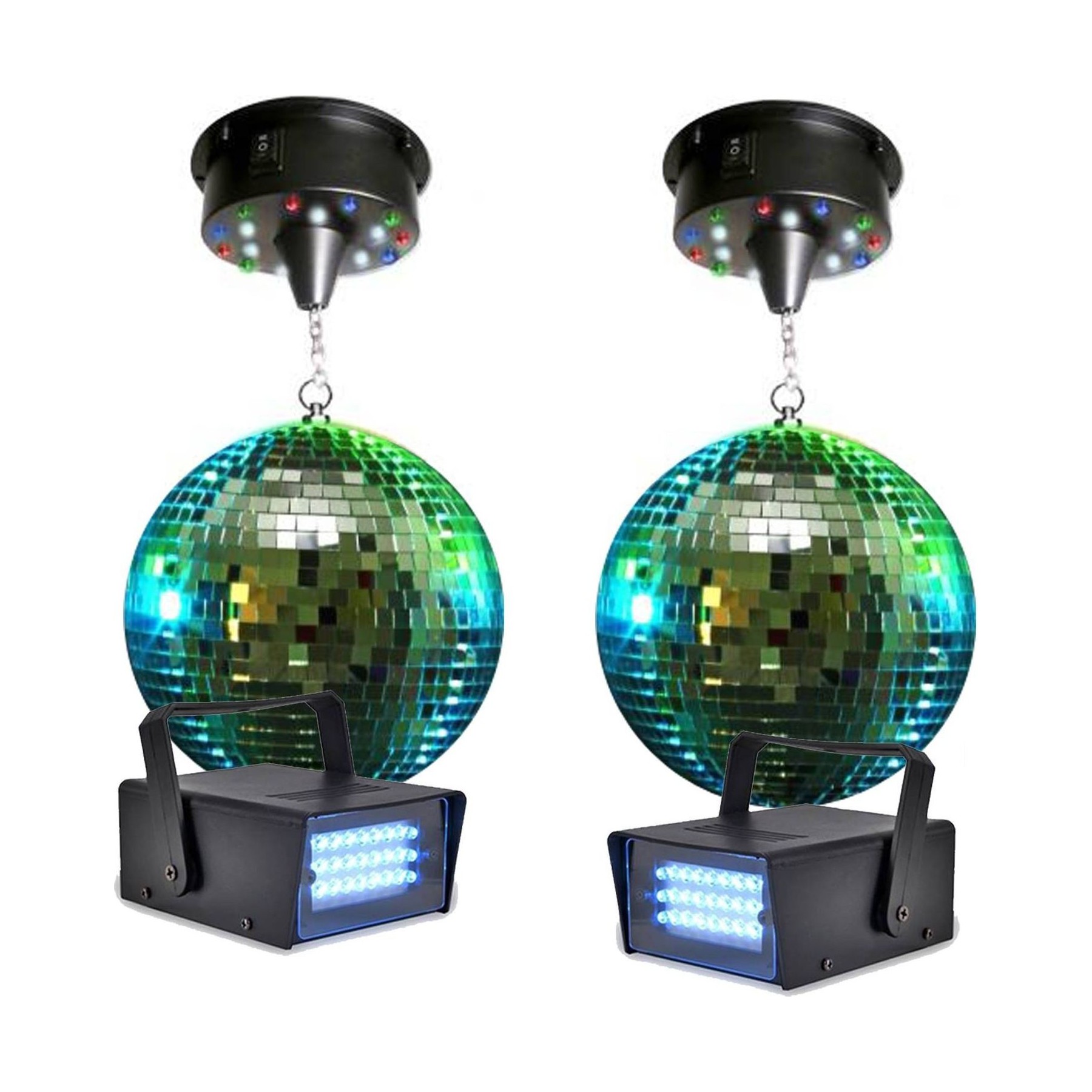 Jeu de lumières LYTOR 2 Boules à facettes 30cm + moteurs 18 LE