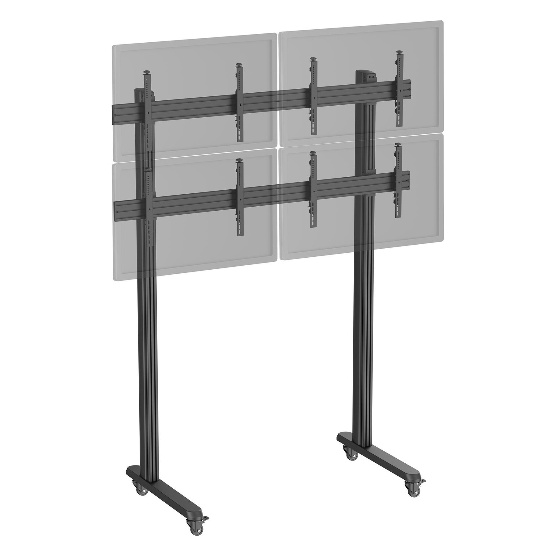 Pied TV KIMEX 4 écrans TV 45"-55", à roulettes, noir