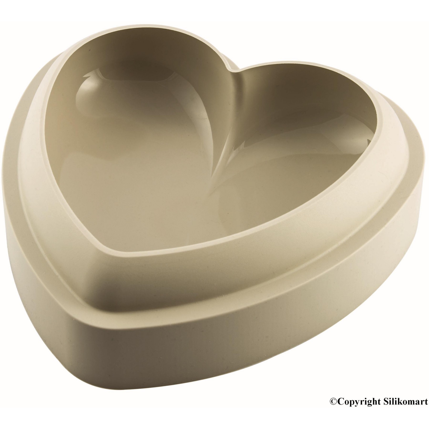 Moule à gâteau fantaisie SILIKOMART batticuore coeur 20.5 x 8 cm gris 3D