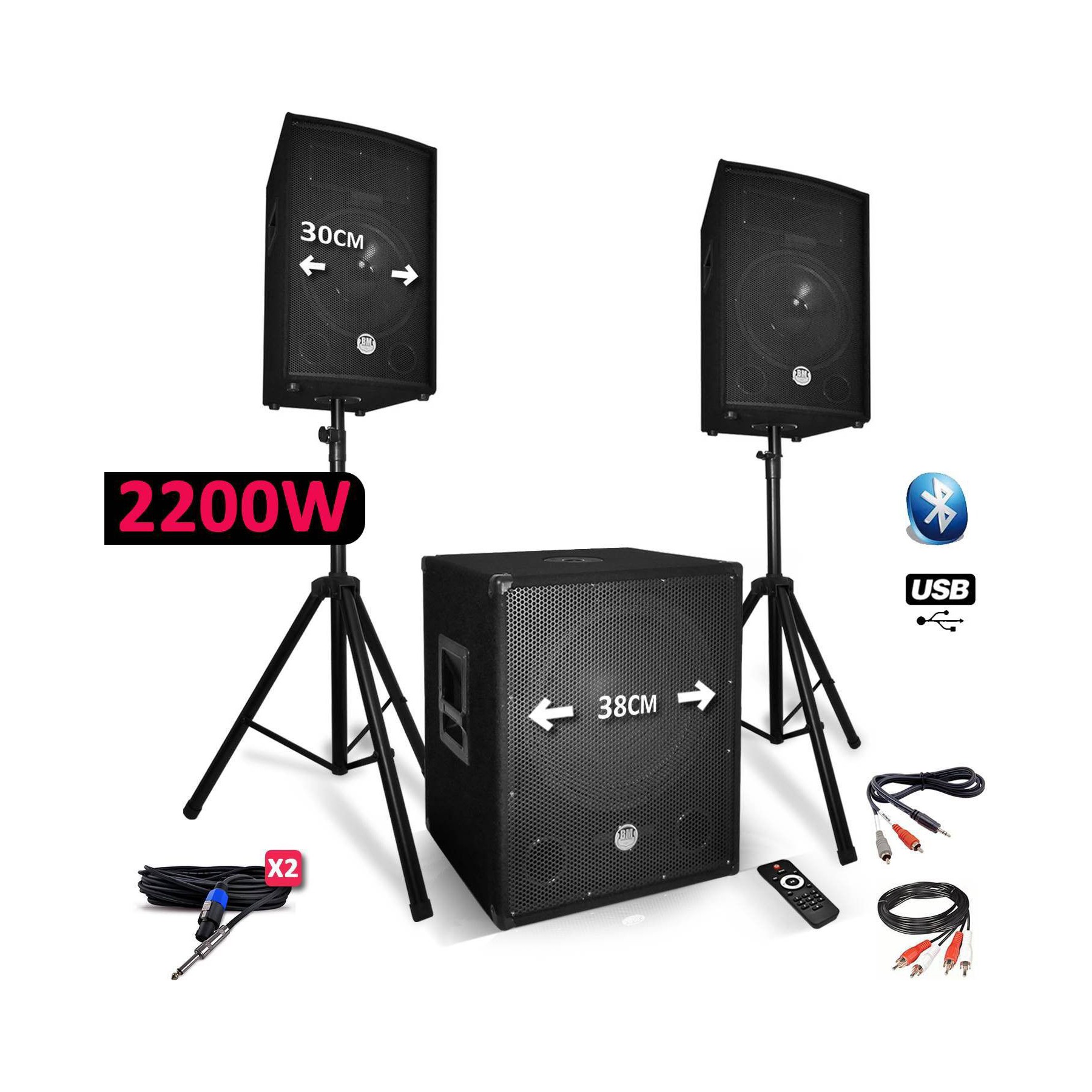 Pack sono BM SONIC Système Sonorisation Complet 2200W Encei