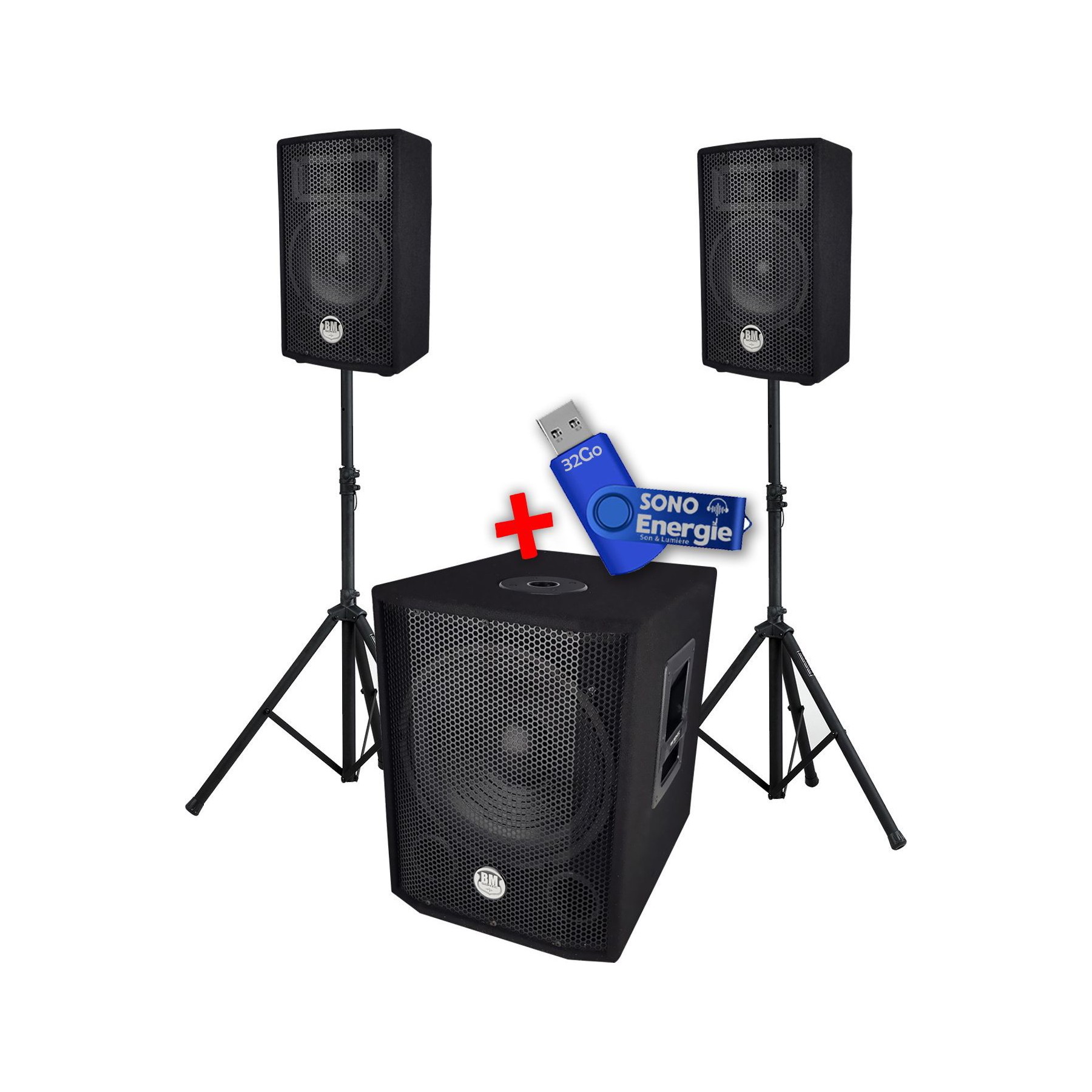 Pack sono BM SONIC Système triphonique BMS1208+ Clé USB 32G