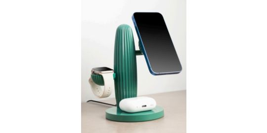 Chargeur CASYX Cactus 3en1  Charge rapide Qi2 vert