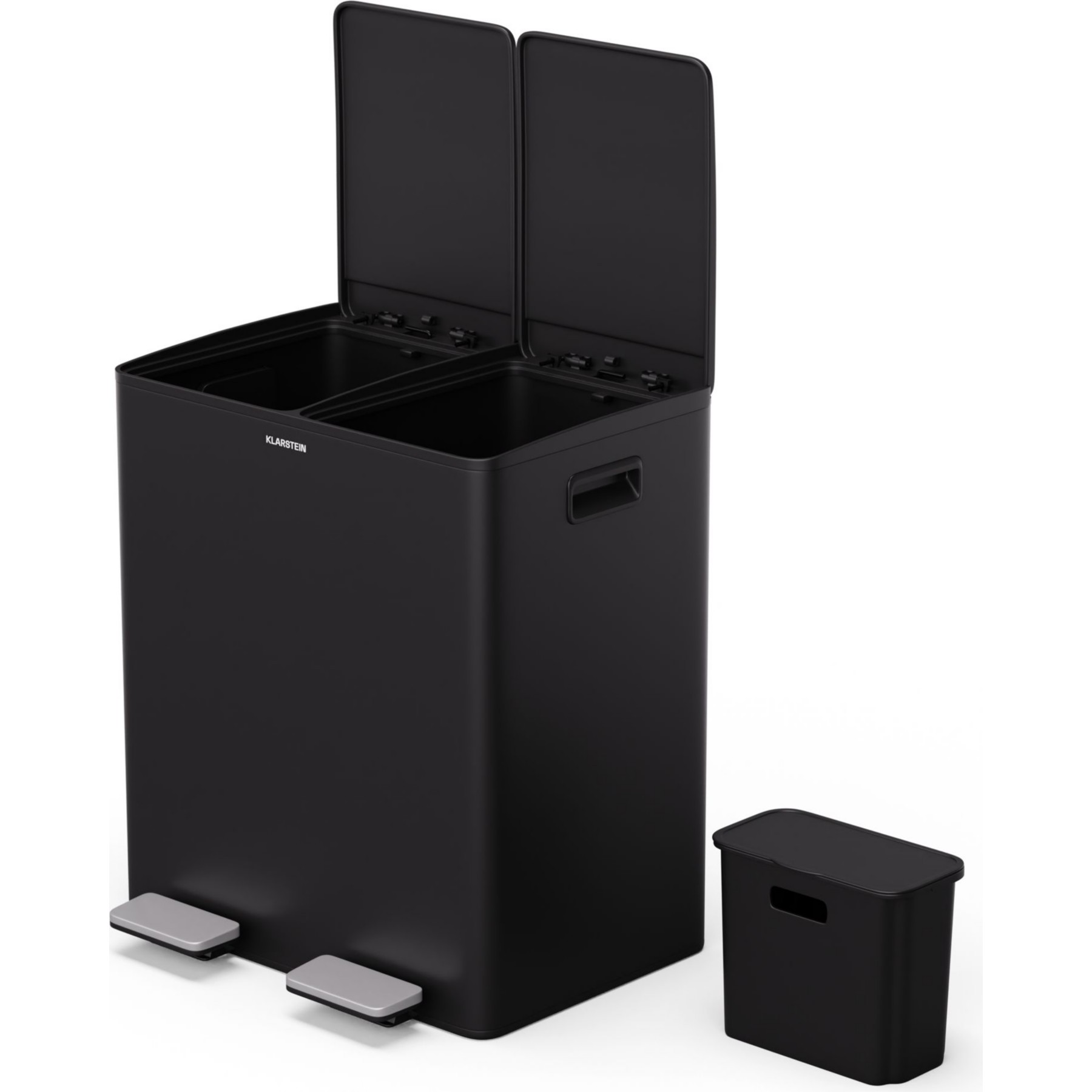 Poubelle de cuisine tri sélectif KLARSTEIN EcoVista 40L 2 bacs et compost 3L Noir