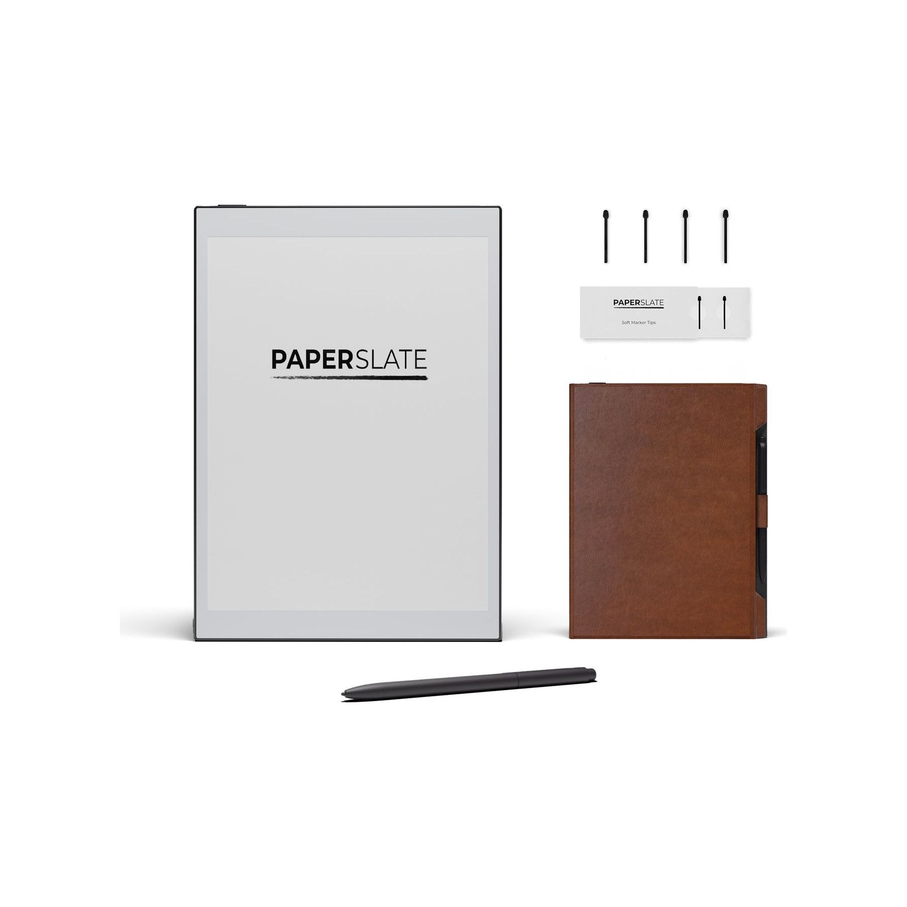 Bloc-notes numérique PAPERSLATE Pack + Couverture Brune + 4 Mines