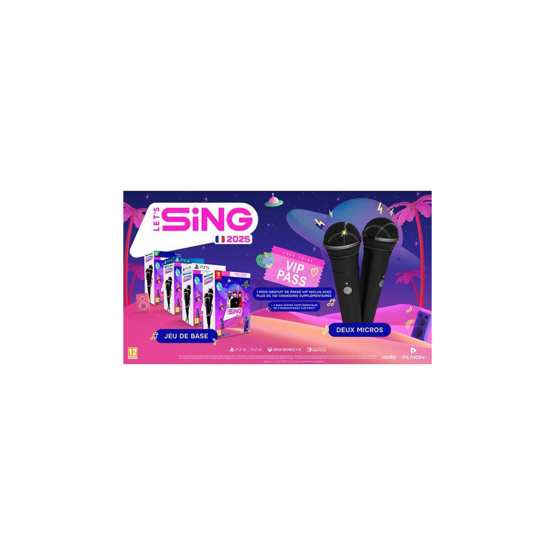 Jeu Switch PLAION Let's Sing 2025 + 2 Micros
