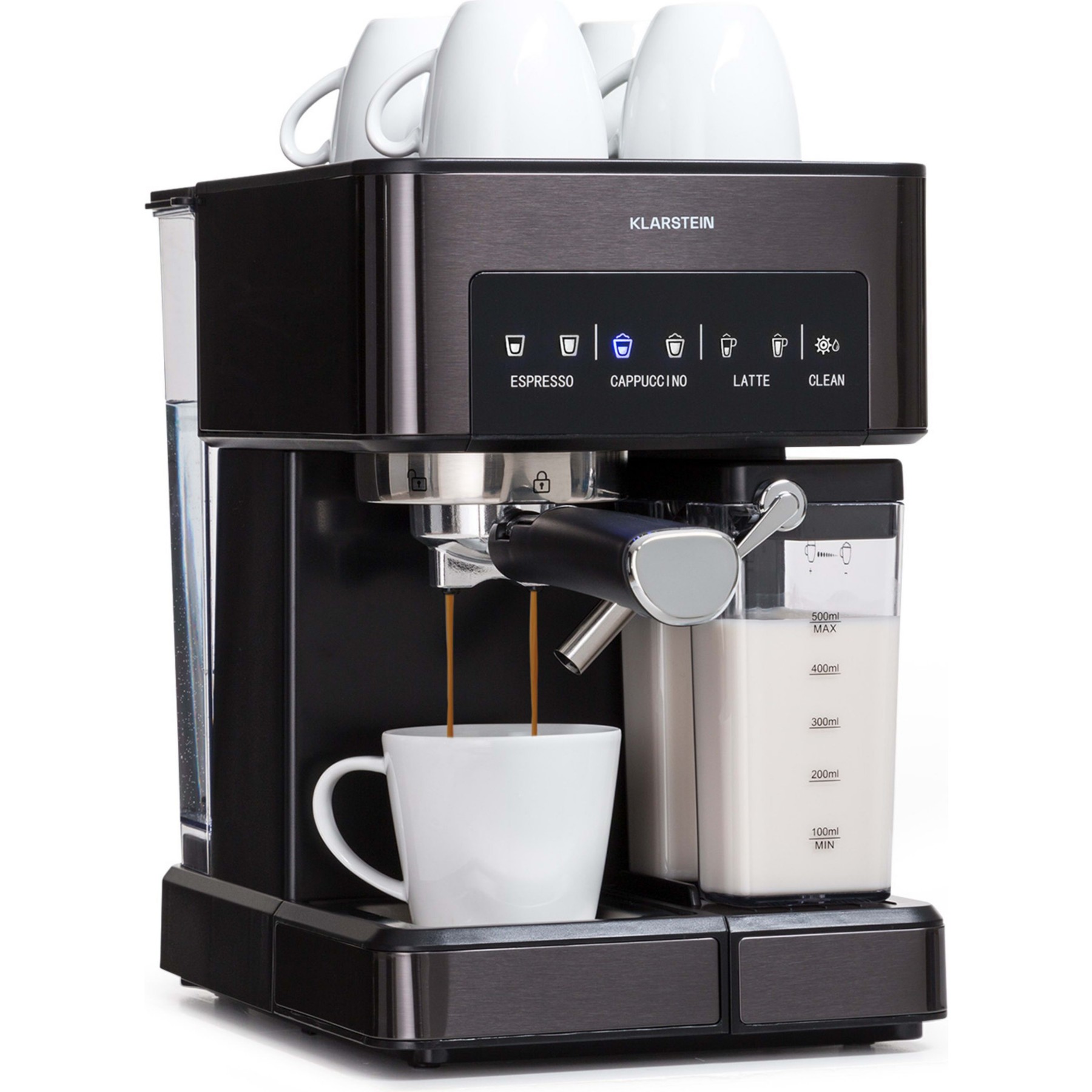 Machine à expresso KLARSTEIN Arabica Comfort 1350W 20 Bar 1,8l Noir