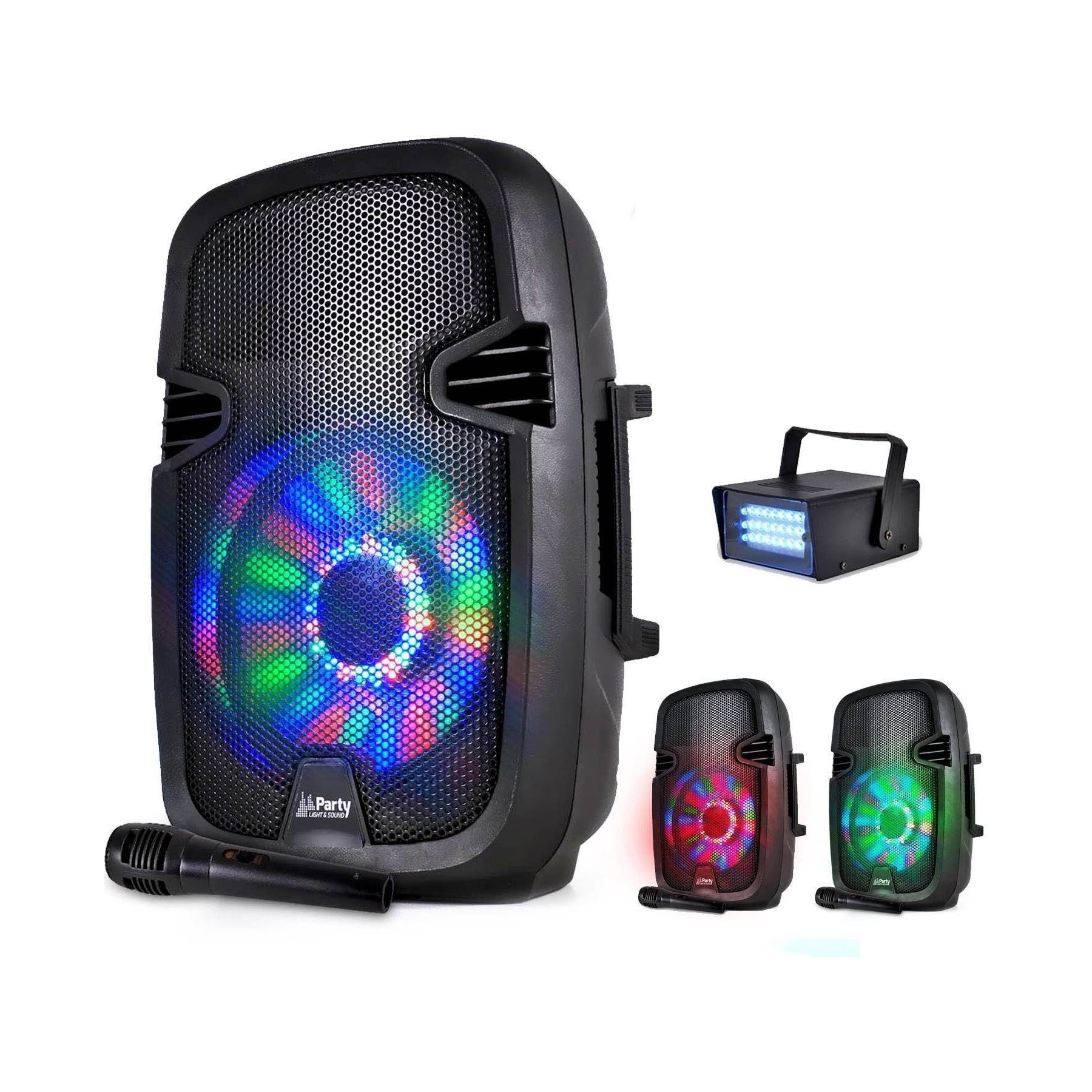 Pack sono PARTY LIGHT&SOUND Enceinte mobile batterie 8"/20cm à LEDs