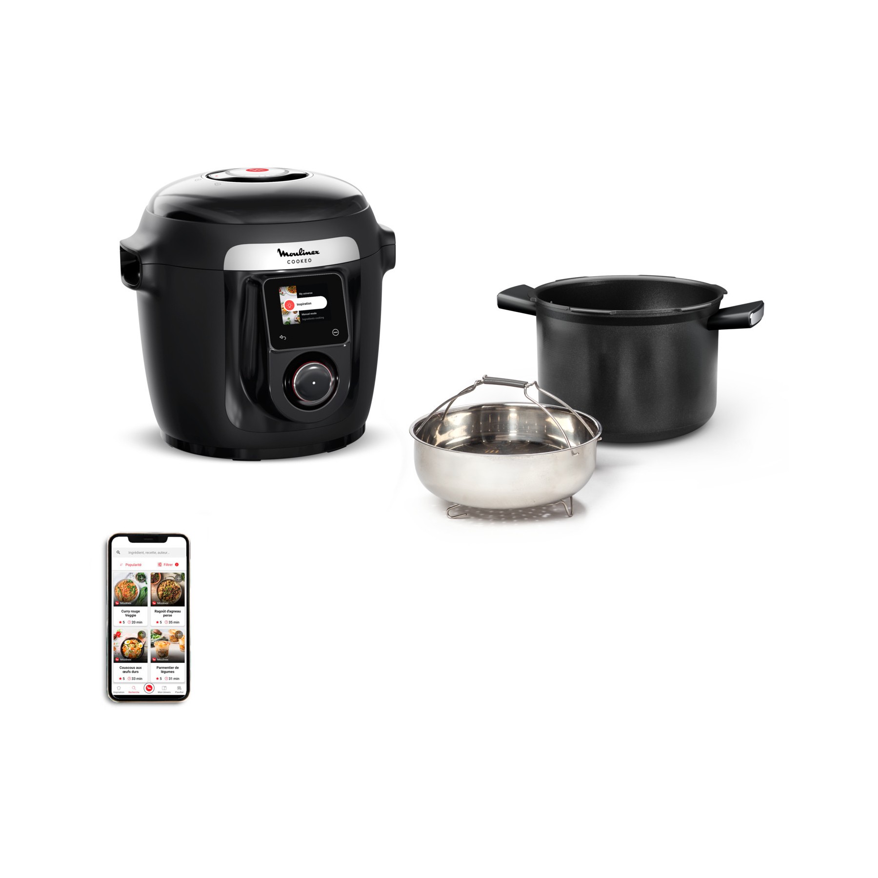 Cookeo MOULINEX CE952810 noir wifi 6 L, 9 modes de cuisson, 150 recettes