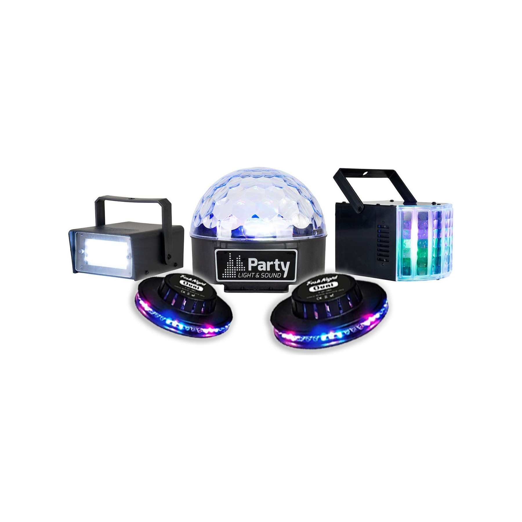 Jeu de lumières PARTY LIGHT&SOUND Pack 5 LED Strobo ASTRO Derby OVNI