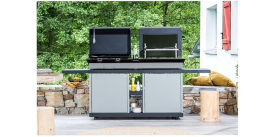 Chariot Plancha FORGE ADOUR Combi G NG 2 tablettes rabattables 2portes coulissantes