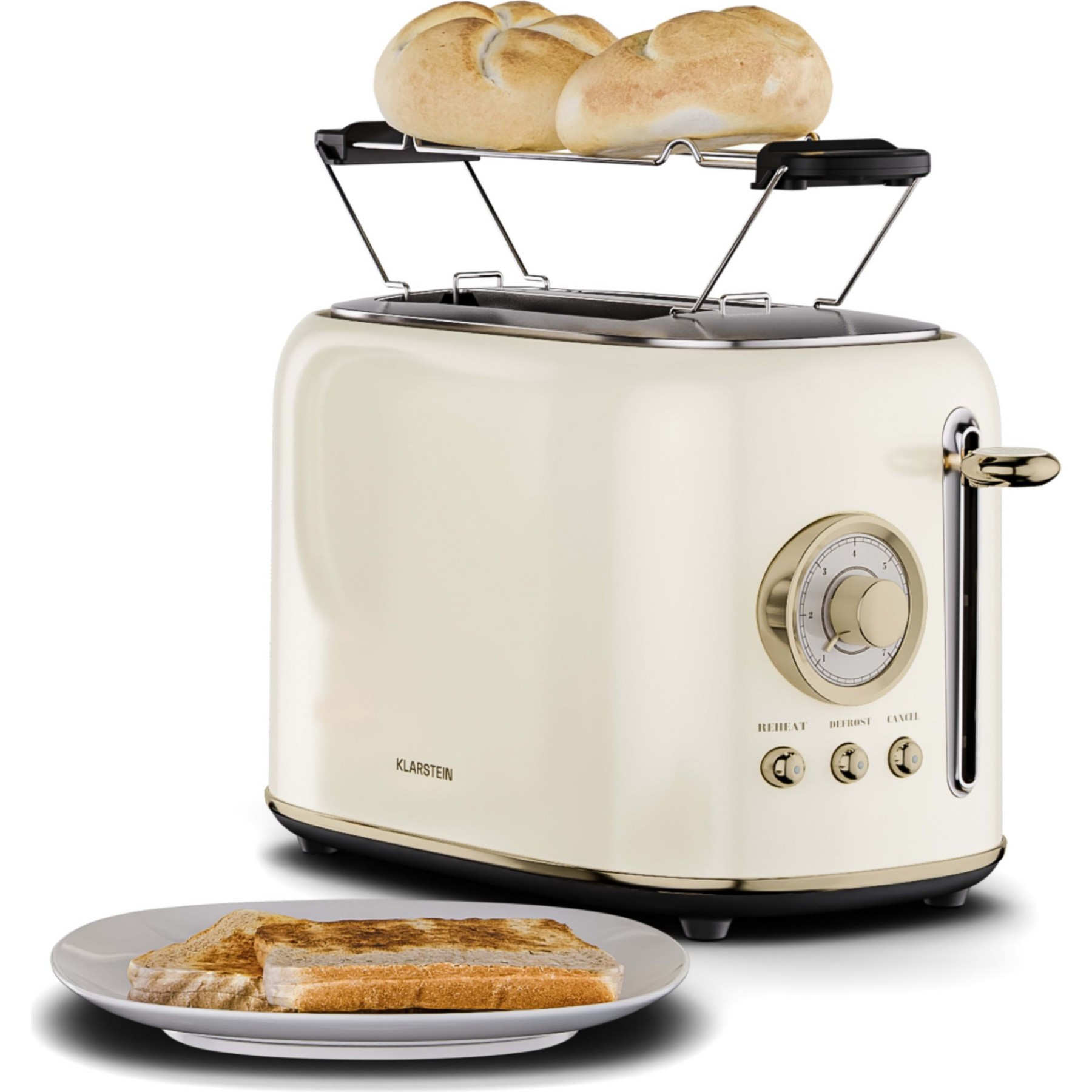 Grille-pain KLARSTEIN Victoria 2 fentes 800W 7 niveaux Beige