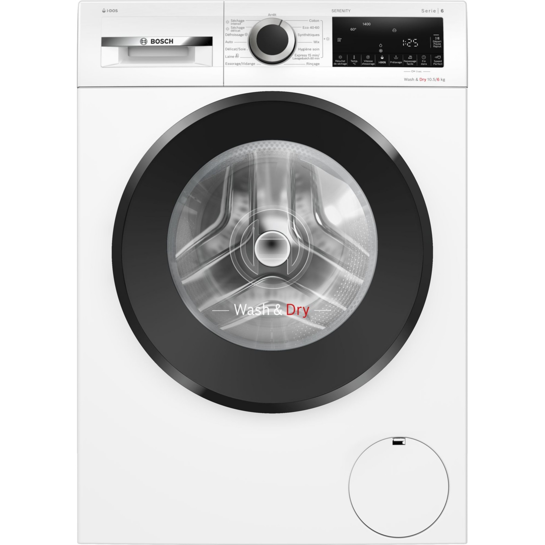 Lave linge séchant hublot BOSCH WNG254ASFR - 10,5/6 kg - 1400 tr/min - Classe D - Moteur induction - Dosage automatique - Série 6