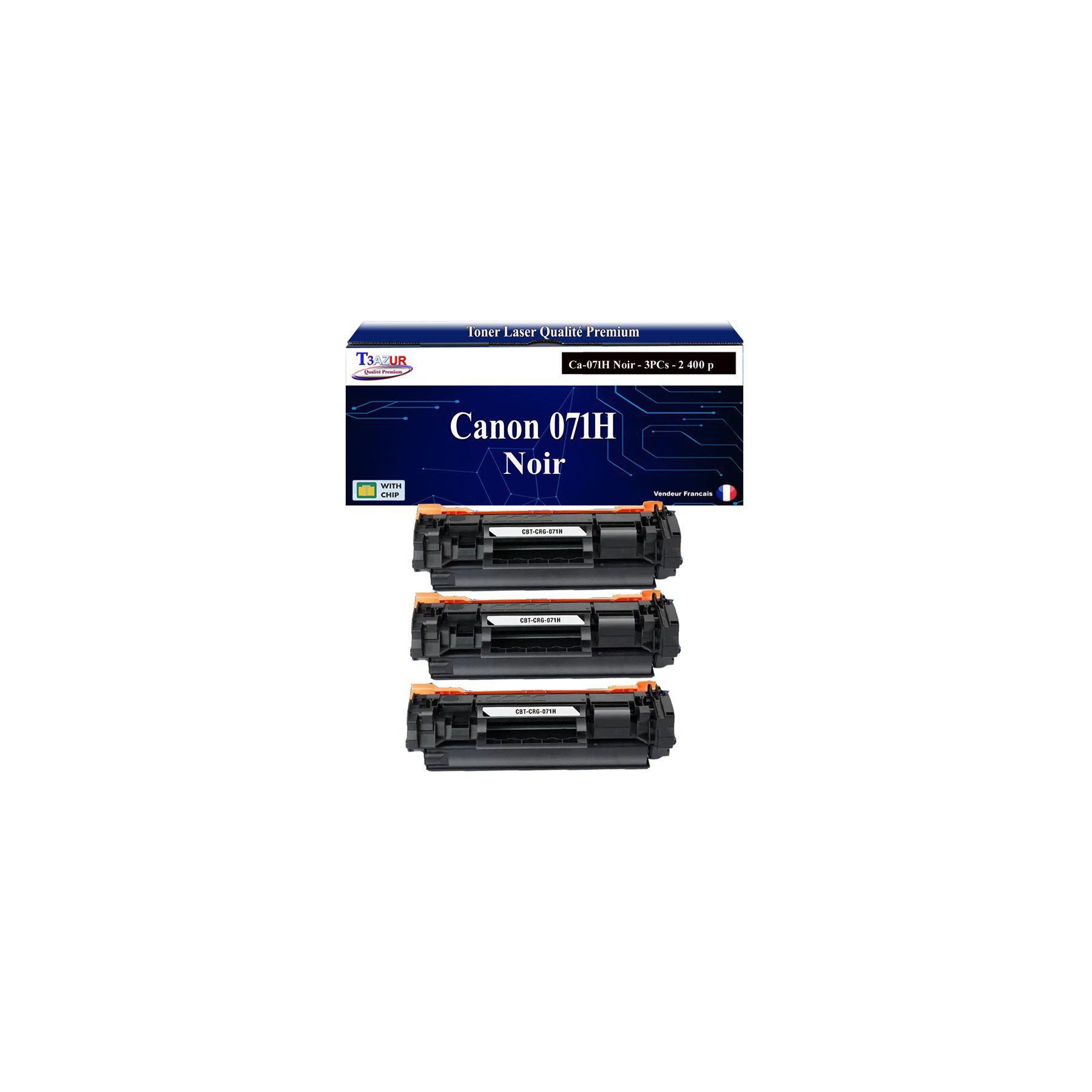 Toner T3AZUR compatible avec Canon 071H Noir (x3)
