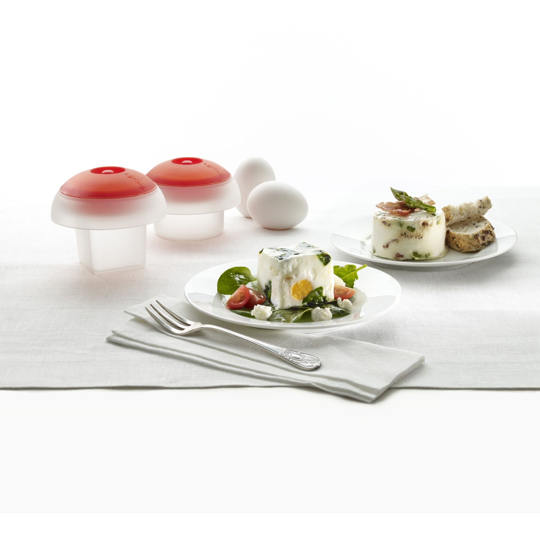 Moule à cake LEKUE Kit 2 cuit-oeufs OVO cubique+cylindrique