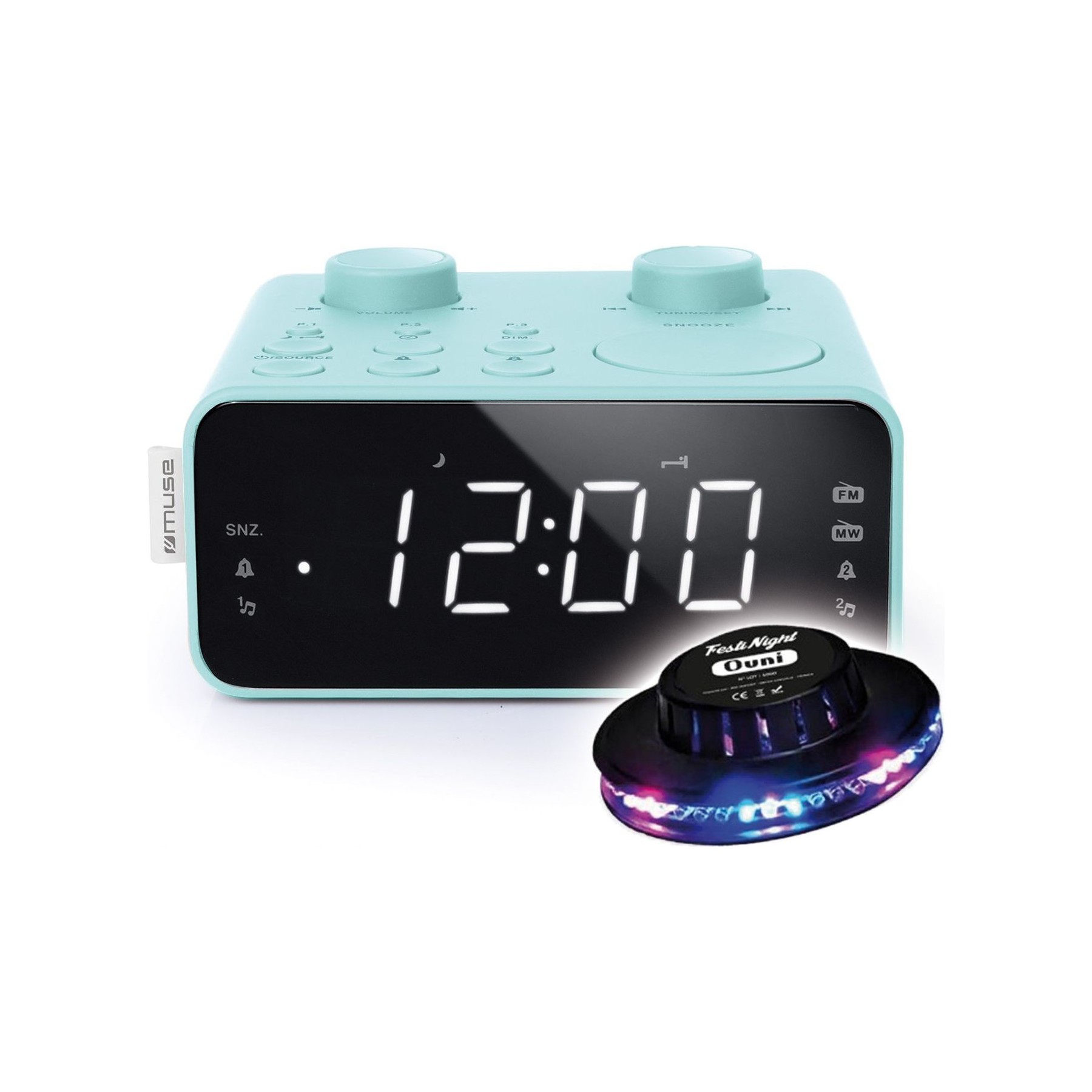 Radio réveil BM SONIC ALARME  M-17-CB coloris bleu - Double al