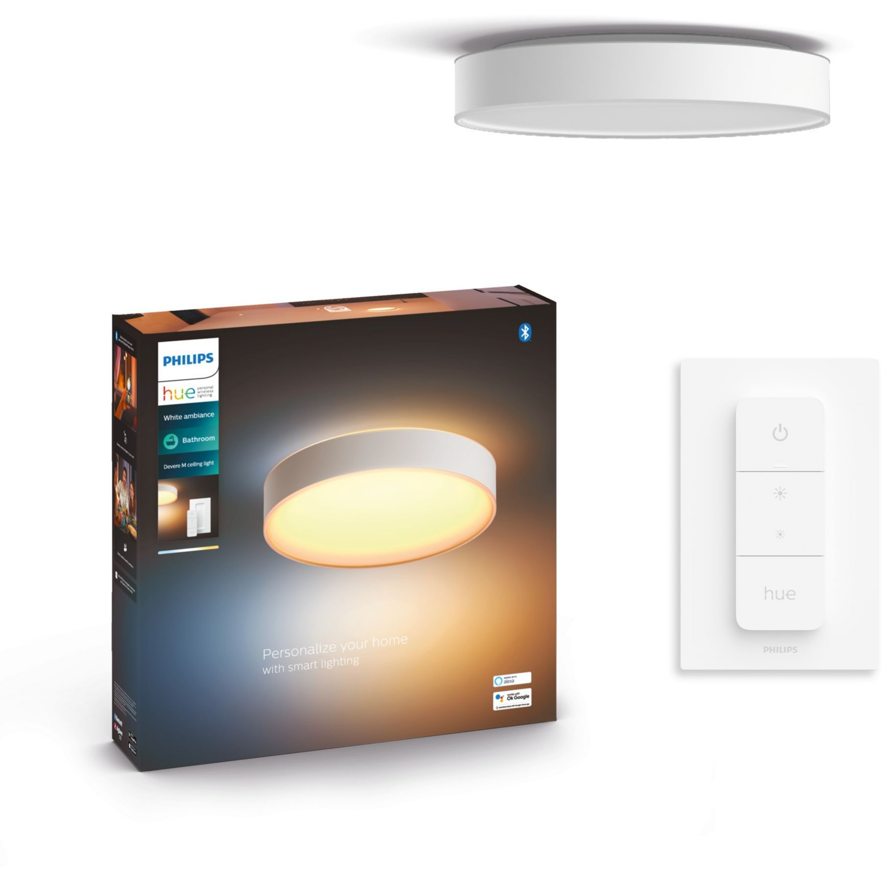 Plafonnier PHILIPS HUE White Ambiance Devere M blanc