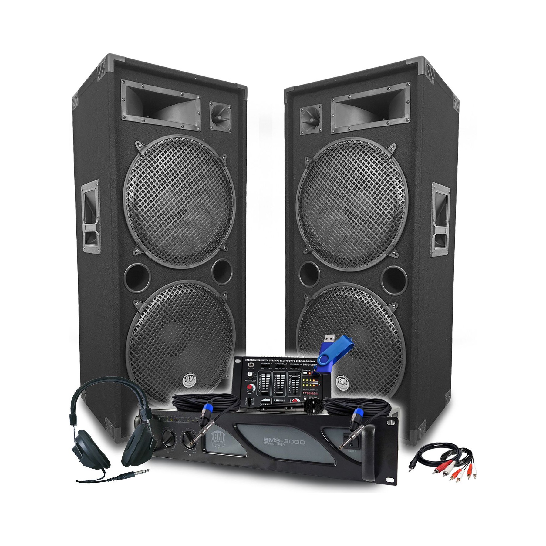 Pack sono BM SONIC Pack Sono DJ BM SONIC Ampli 3000W, Paire