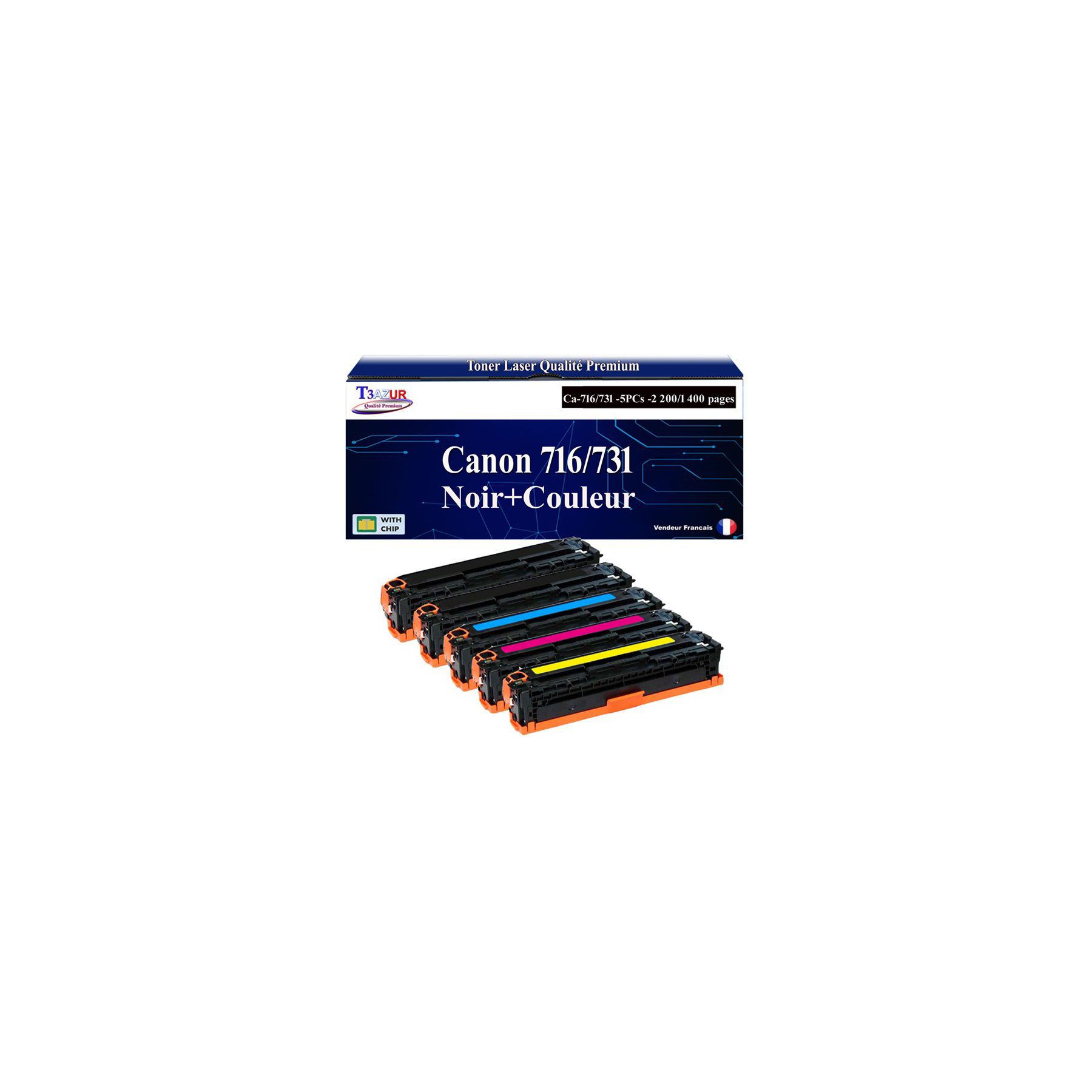Toner T3AZUR pour Canon MF8280Cw 716 731 (x5)