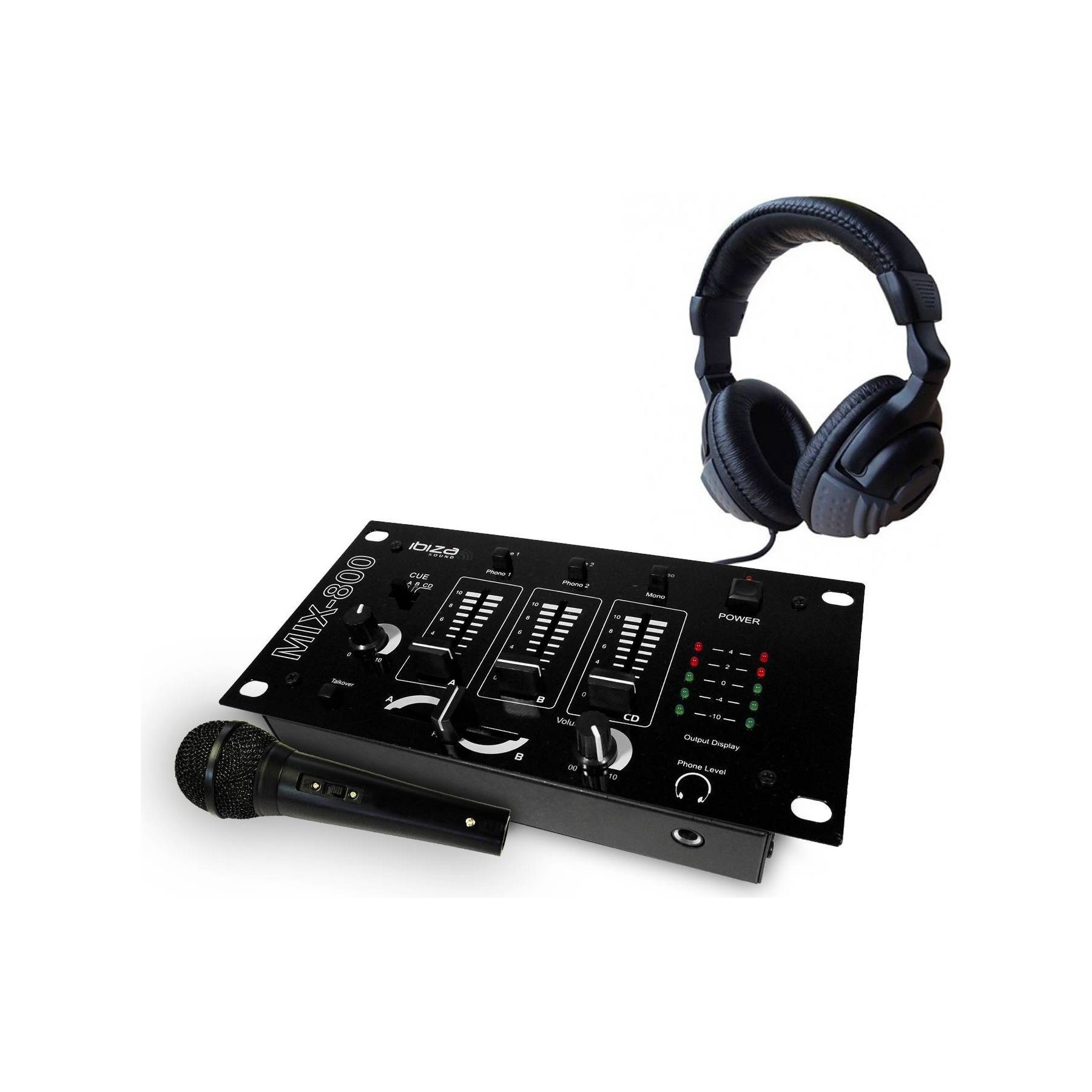 Table de mixage IBIZA MIX800 + Casque DJ + Micro
