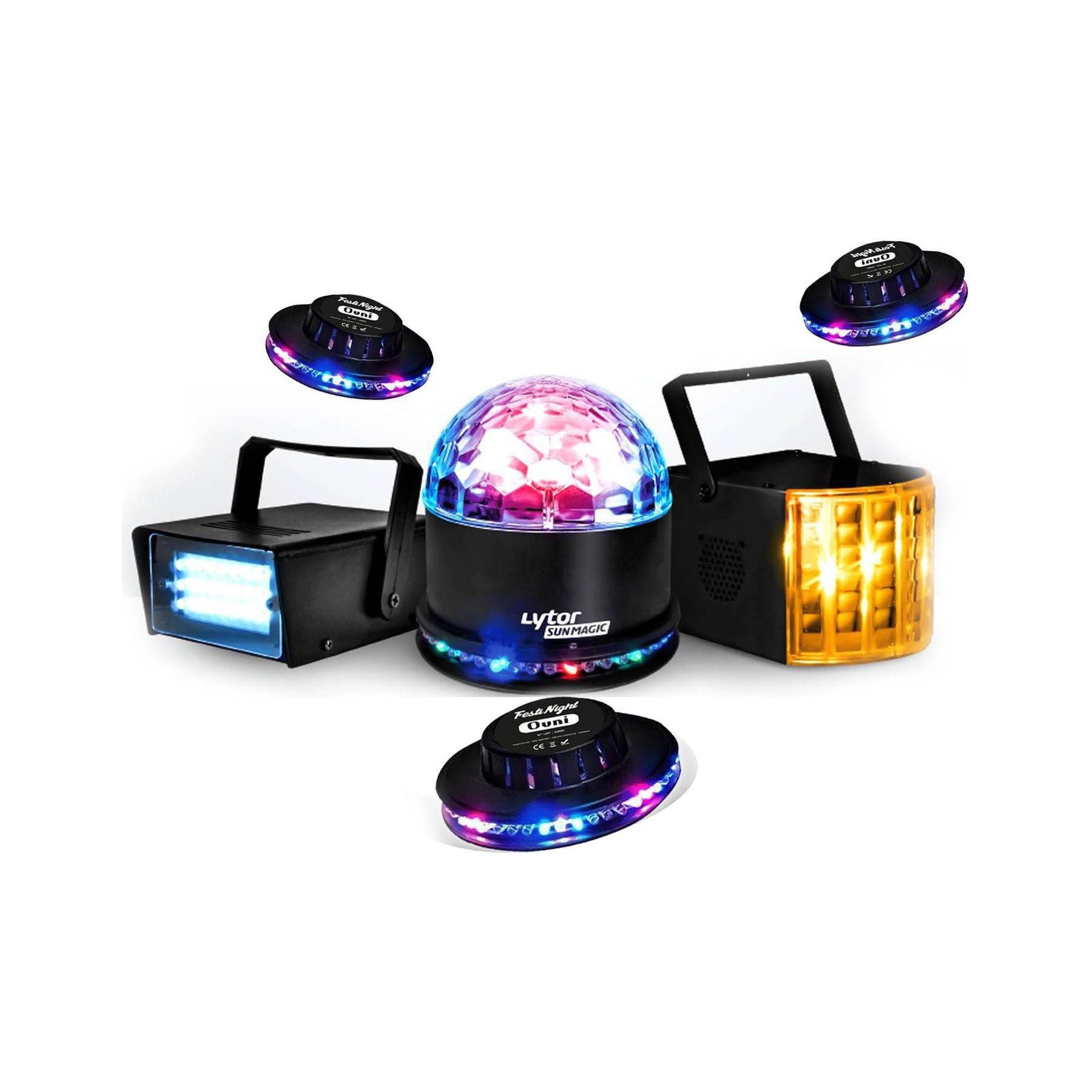 Jeu de lumières LYTOR Pack INVADERS 6 Effets Derby Zirkus + Su