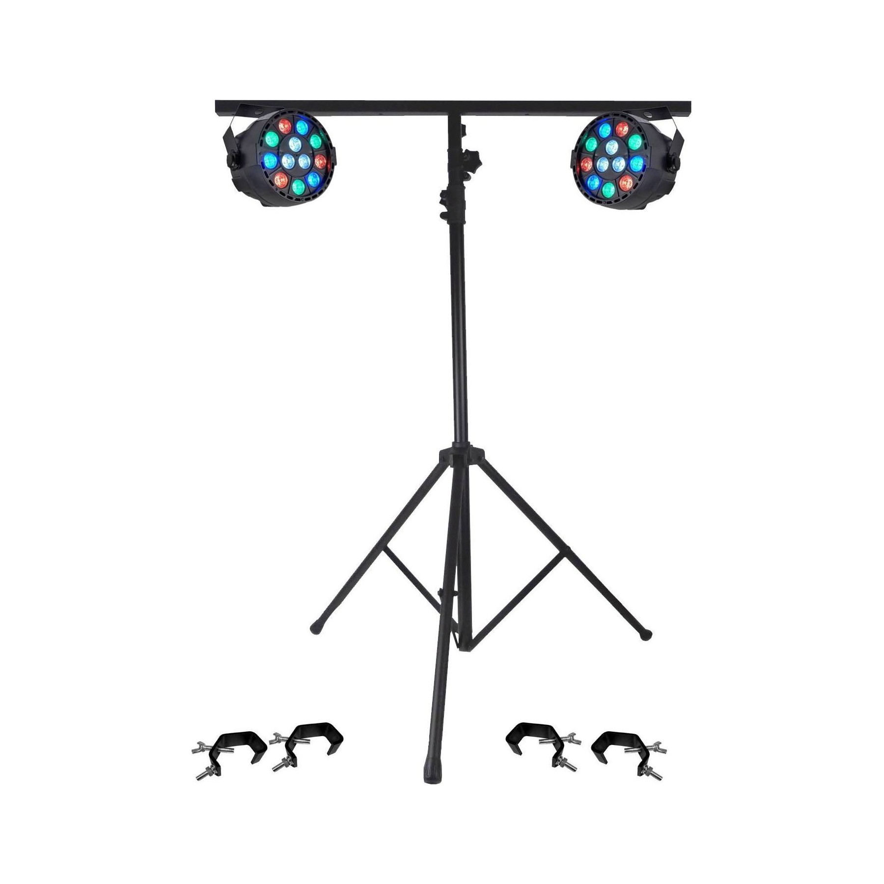 Jeu de lumières IBIZA LED Pack Light 2 PAR MINI RGBW + Portiqu
