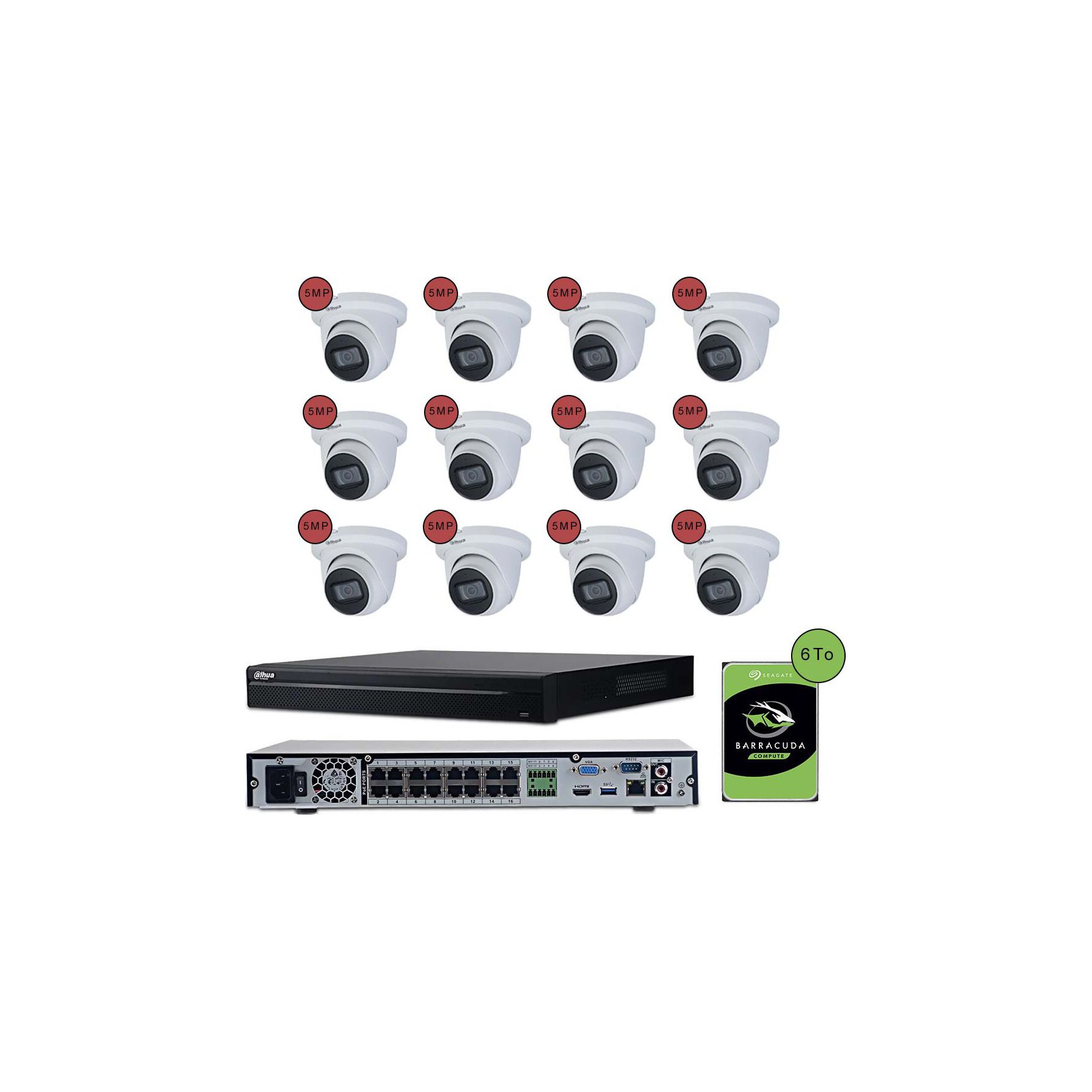 Caméra de sécurité KOMELEC Kit vidéosurveillance IP 12 caméras dôme