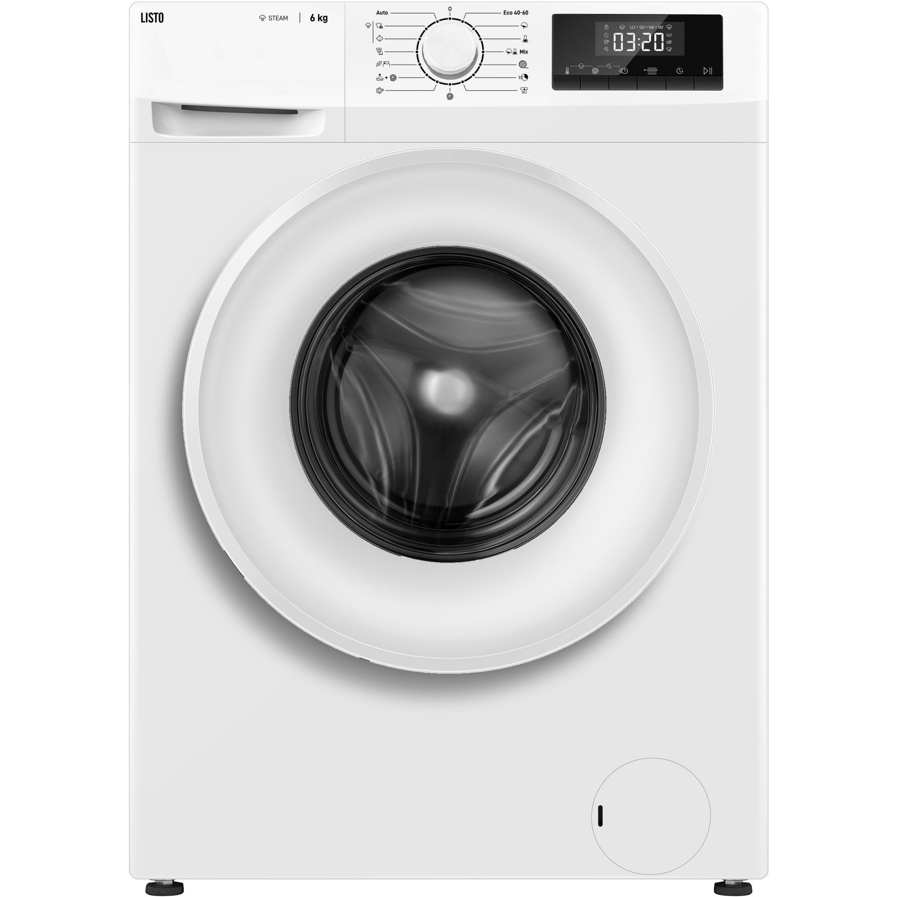 Lave linge compact LISTO LF612-L5b - 6 kg - 1200 tr/min - Classe A - Moteur induction