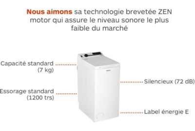 Lave linge top WHIRLPOOL TDLRB7222BSFR/N SILENCE Reconditionné