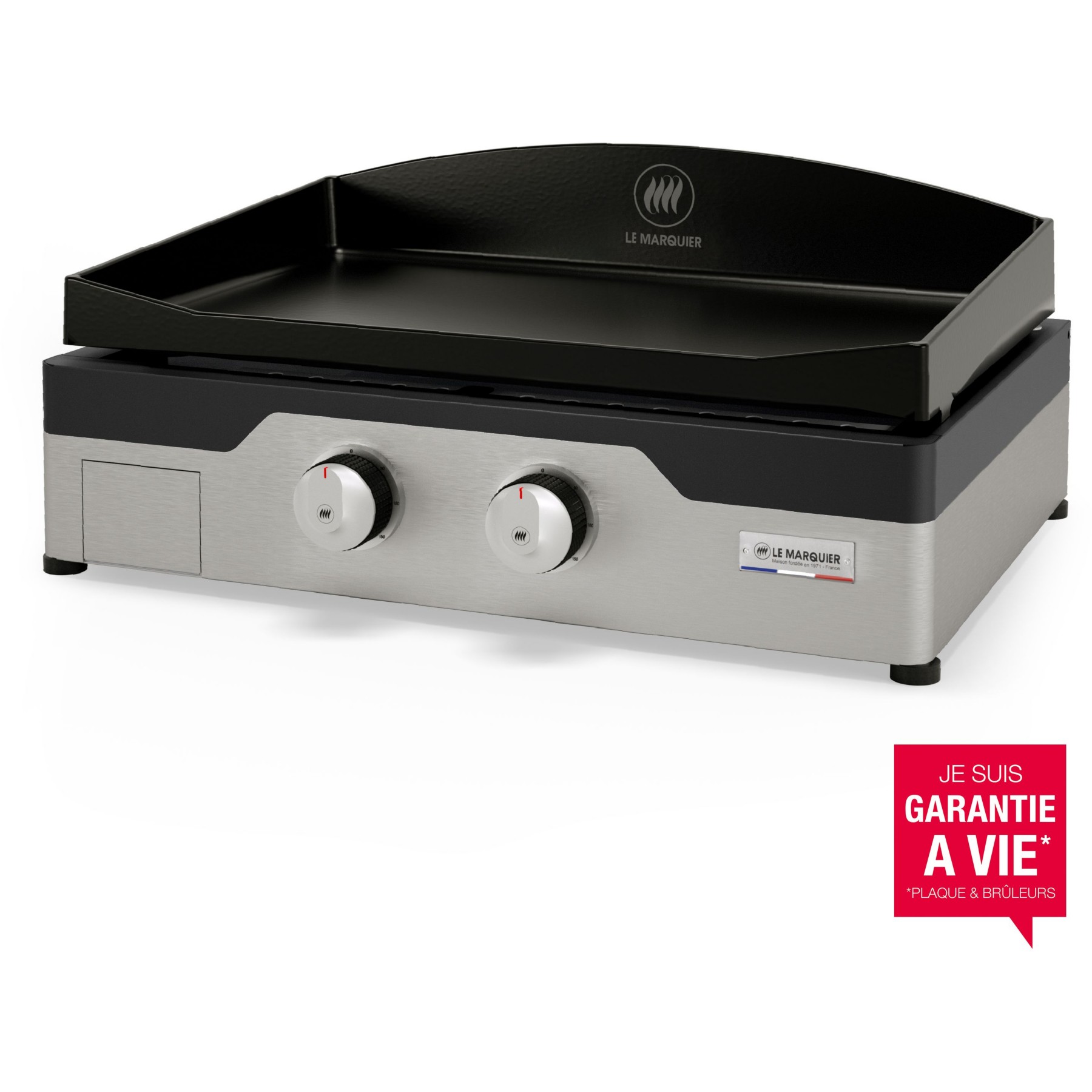 Plancha gaz LE MARQUIER Signature Allure 260 Duo 2 brûleurs à poser, 60x40 cm