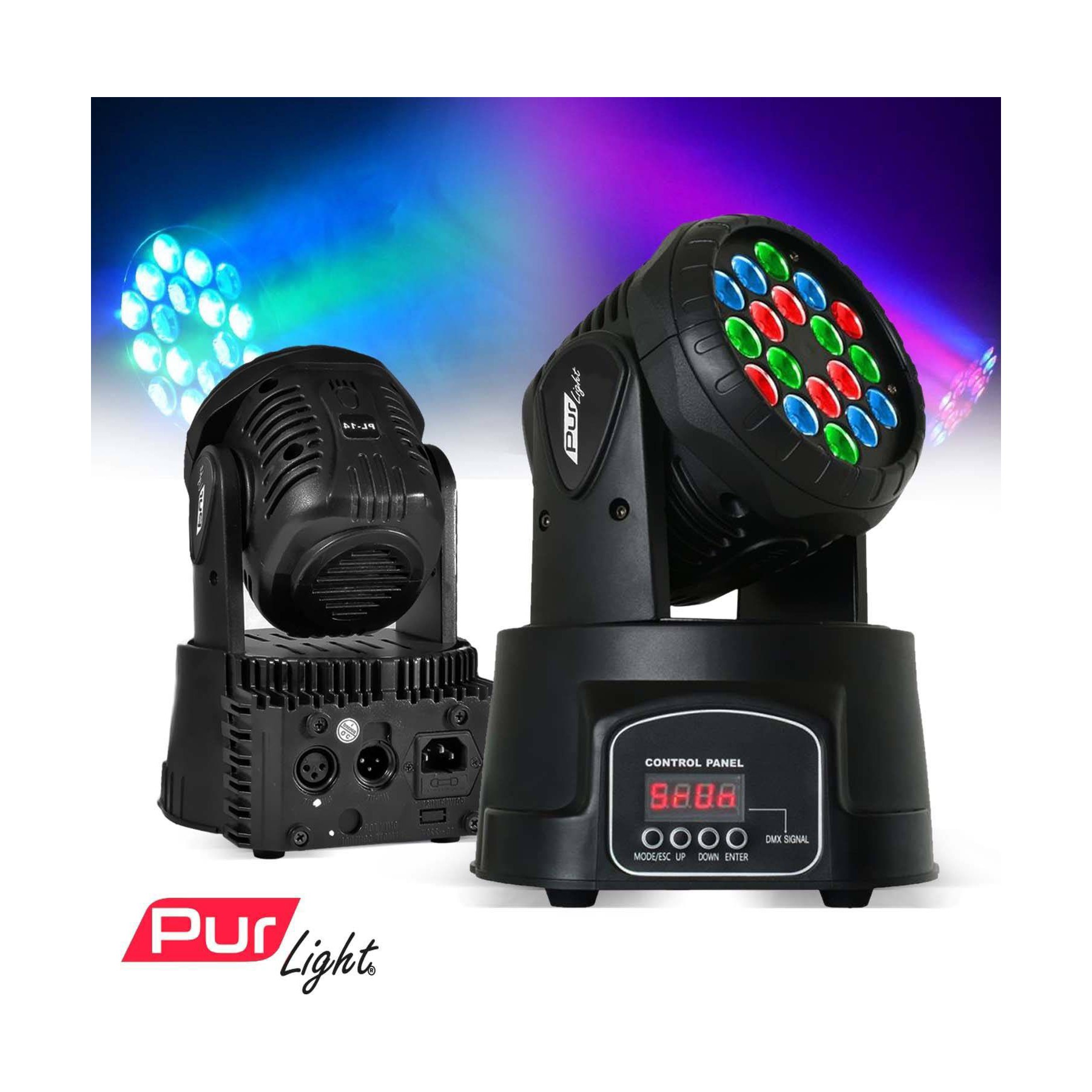 Jeu de lumières PUR LIGHT Jeu lumière type Lyre LED 18x3W+fixation