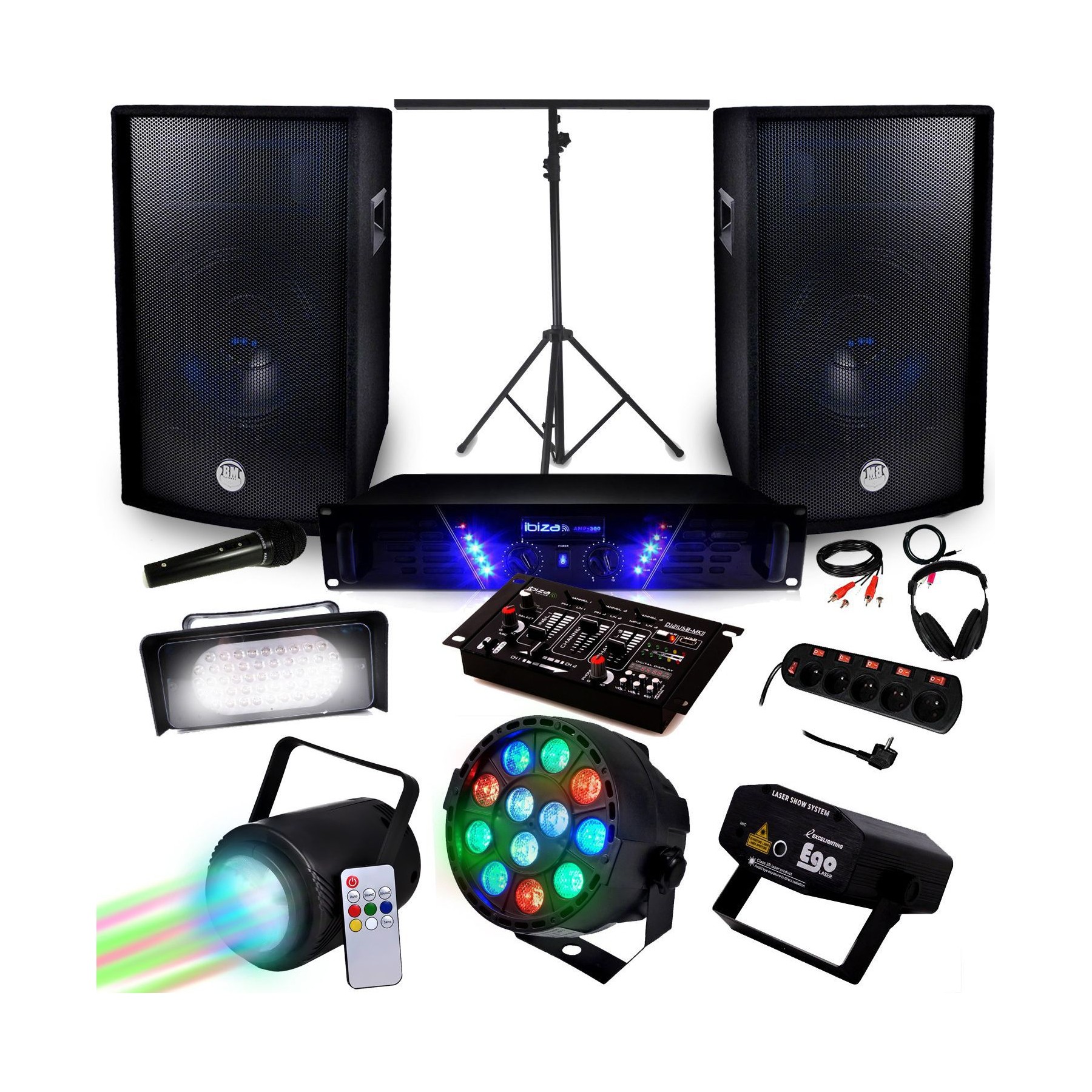 Pack sono IBIZA Pack Sono + Light Ampli AMP-300 + HP BMS