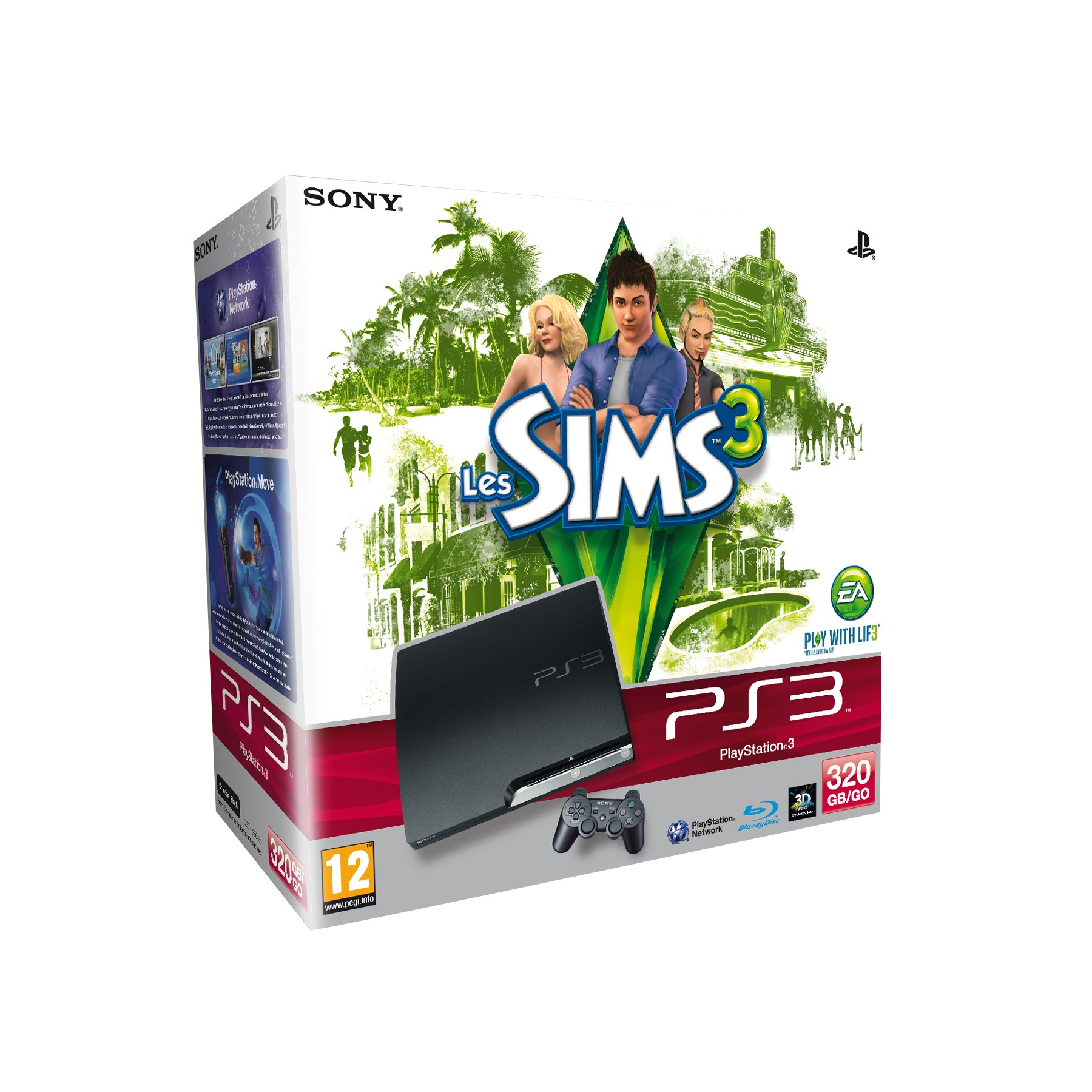 Console SONY Pack PS3 320Go Noire + Sims3 Reconditionné