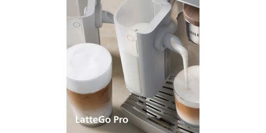 Expresso Broyeur PHILIPS EP8757/20 cafetière à grain Aromis LatteGo Pro, + 50 boissons, SilentBrew, Blanche