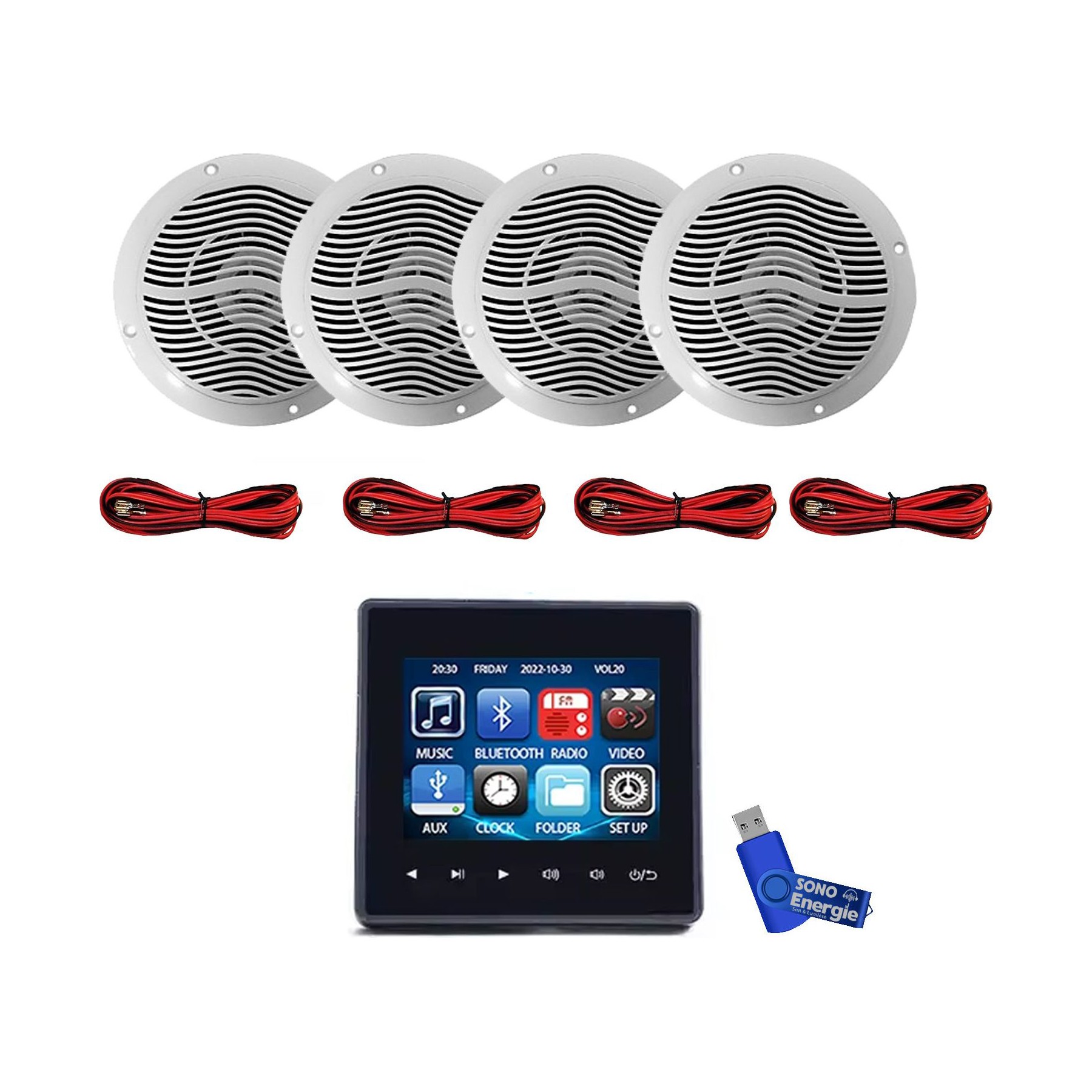 Enceinte encastrable EVIDENCE ACOUSTICS Amplificateur mural noir Bluetooth 4 x 2
