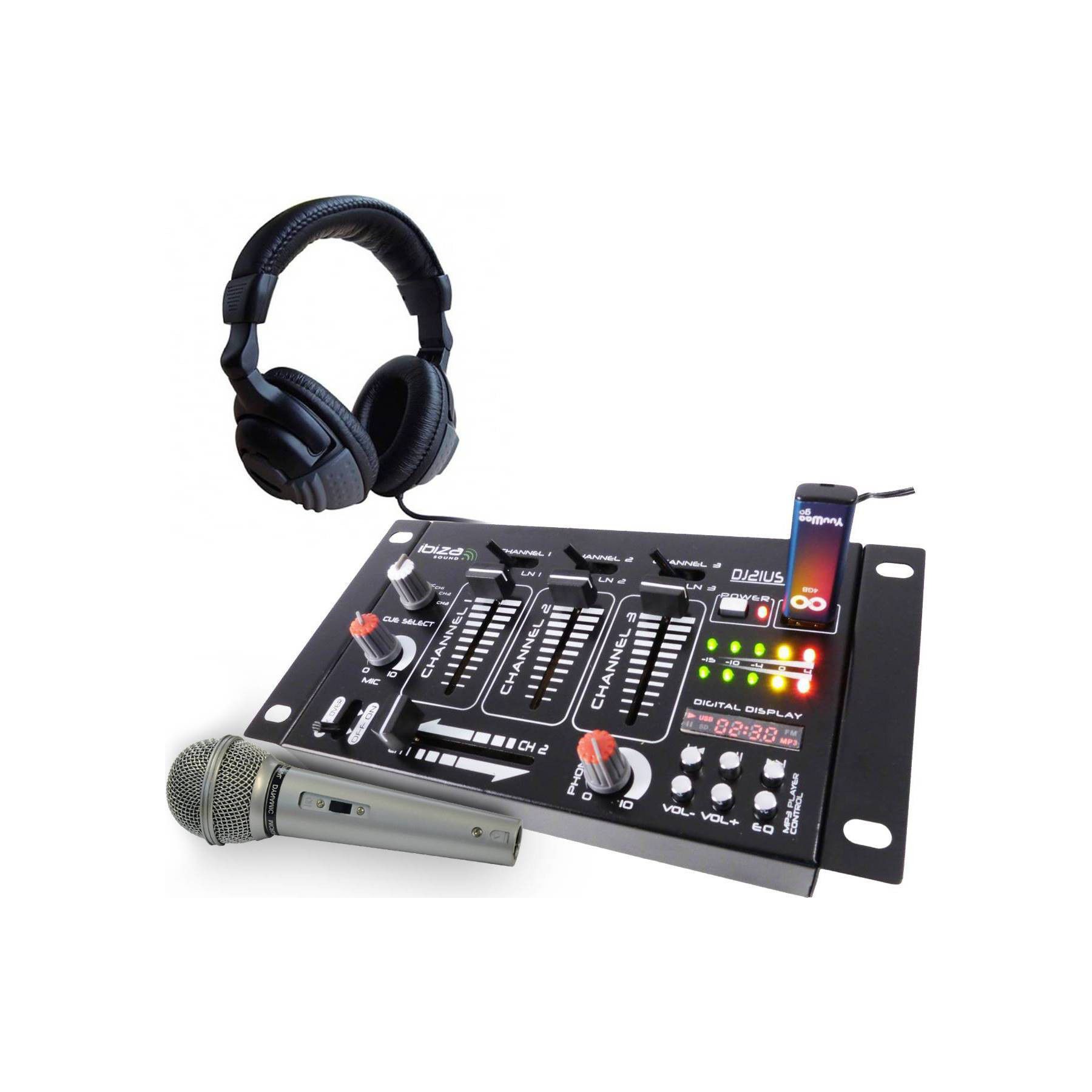 Table de mixage IBIZA IBIZA SOUND + Casque + Micro