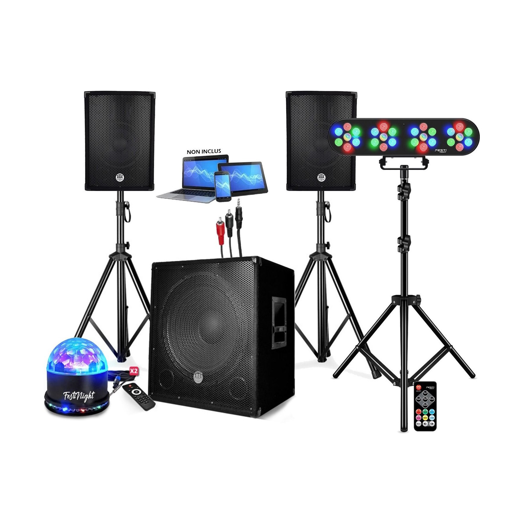 Pack sono BM SONIC +CAISSON DE BASSES USB Bluetooth +PIEDS