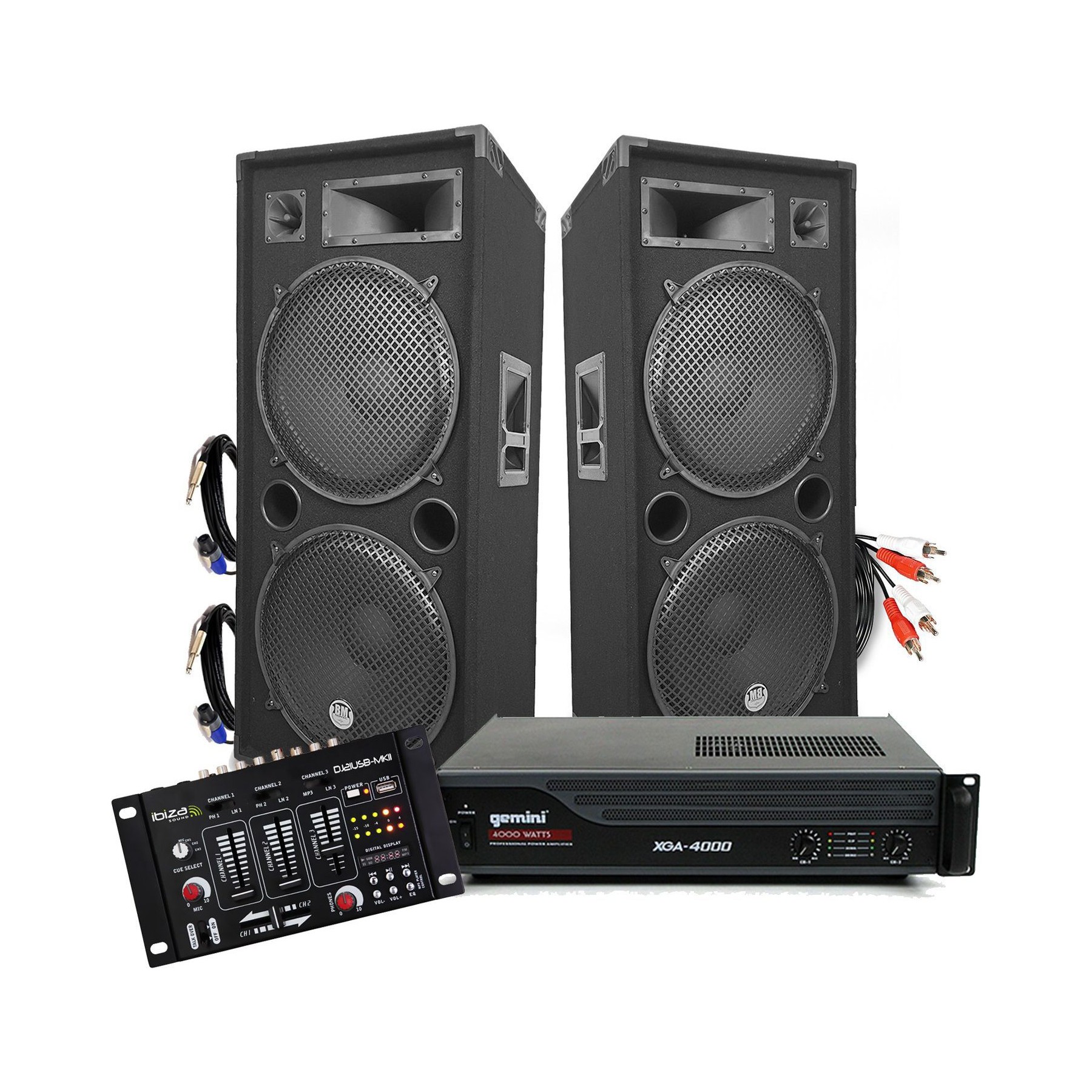 Pack sono GEMINI PACK ENCEINTES GEANTES AVEC AMPLI - 2x15