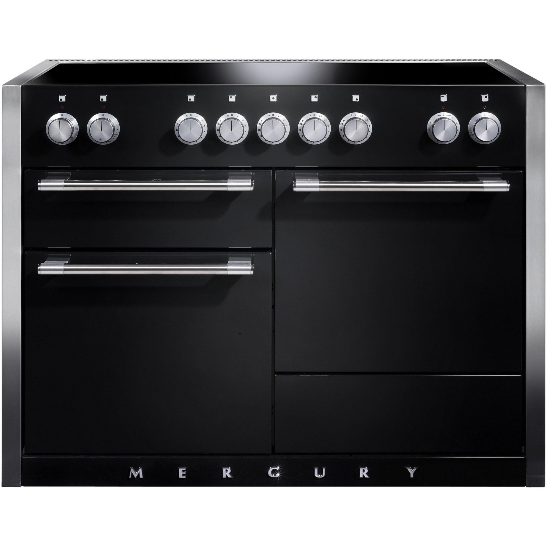Piano de cuisson gaz FALCON Semi Pro MERCURY 120 NOIR MAT INOX POLI