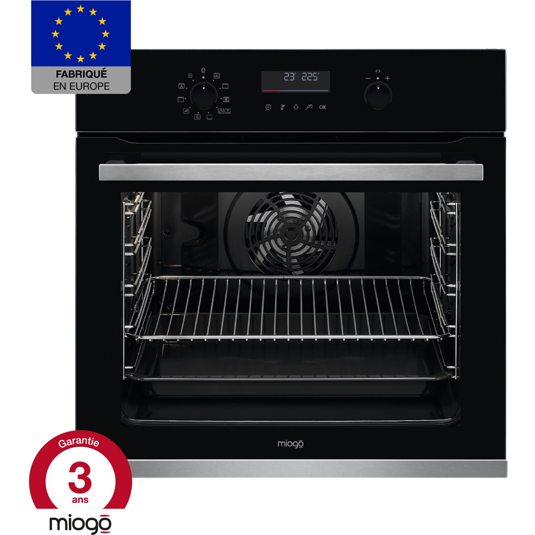 Four encastrable MIOGO MOP721PR2 - Pyrolyse - Chaleur tournante - Porte froide - Rails télescopiques Reconditionné