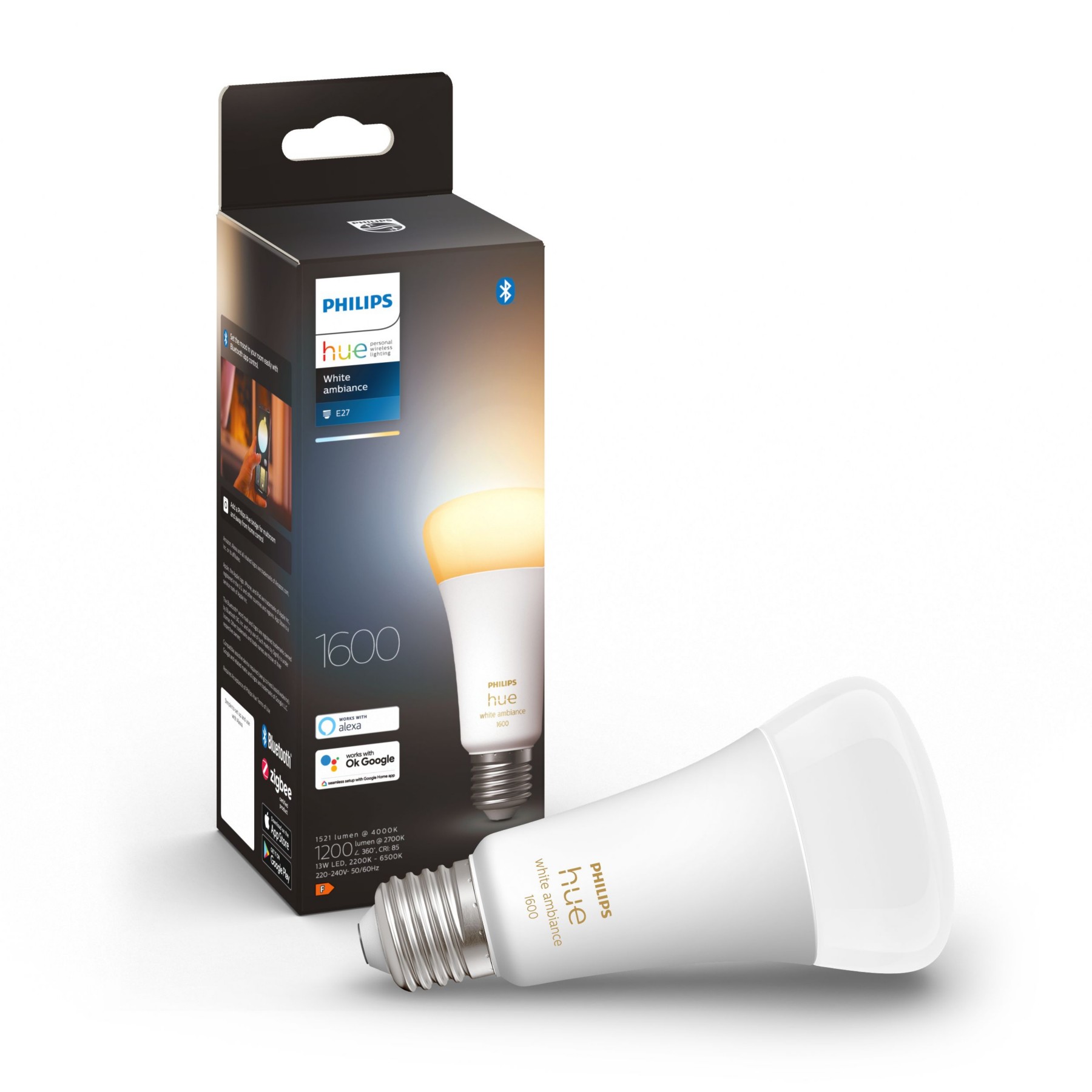 Ampoule LED connectée PHILIPS HUE E27 White Ambiance 100W