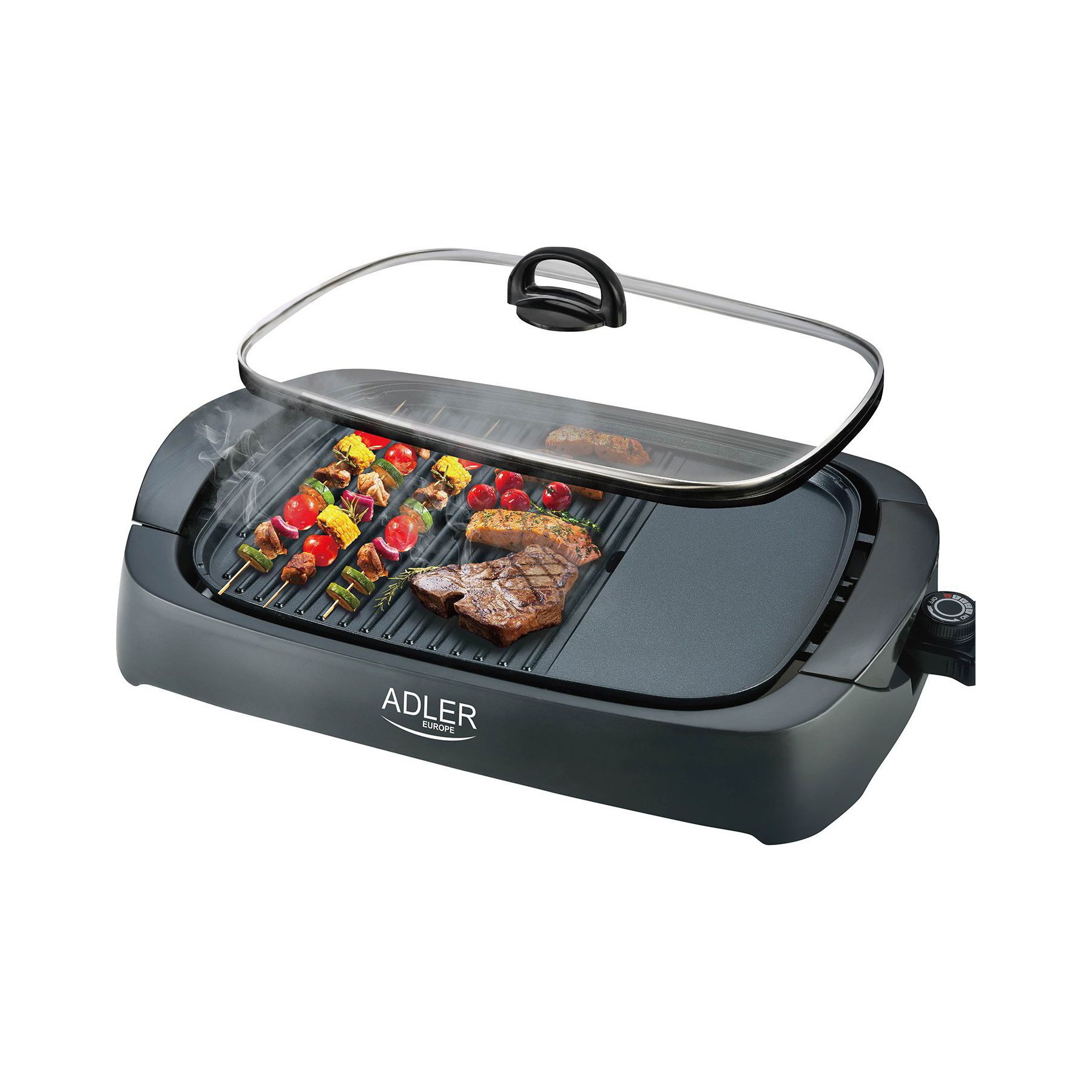 Poêle grill ADLER Adler Grill électrique 3000W - Couvercle