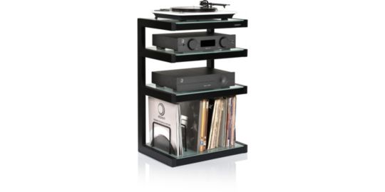 Meuble Hifi NORSTONE Vinyle Hi-fi noir satiné verres dépoli