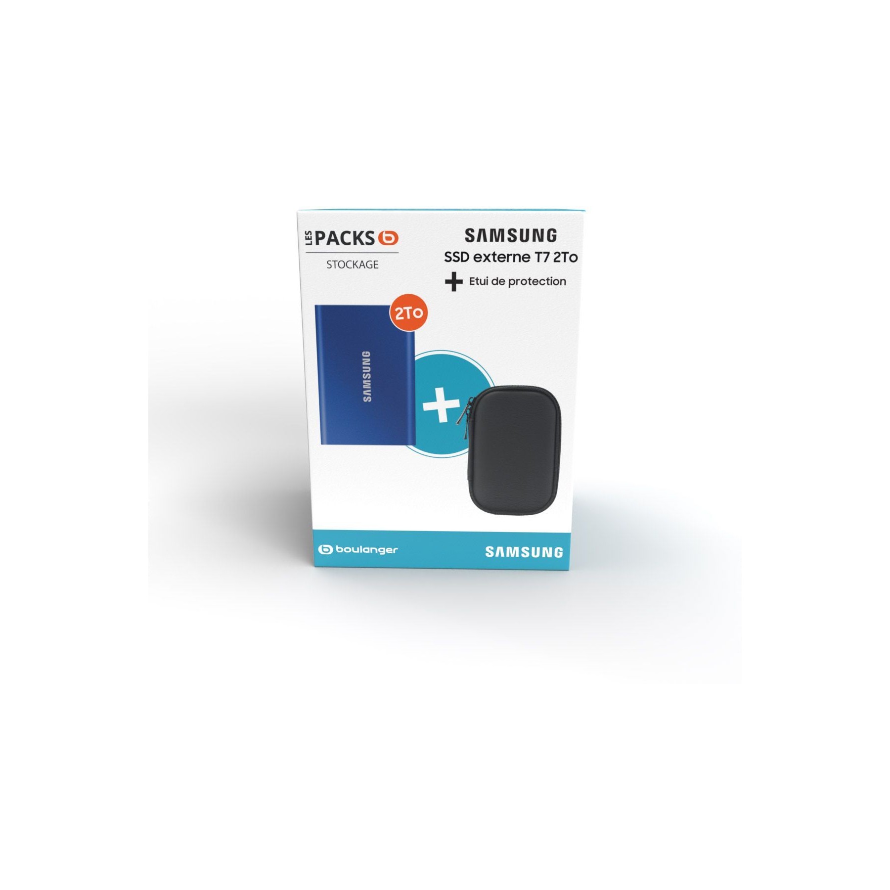 Disque SSD externe SAMSUNG Pack T7 2To bleu + Etui
