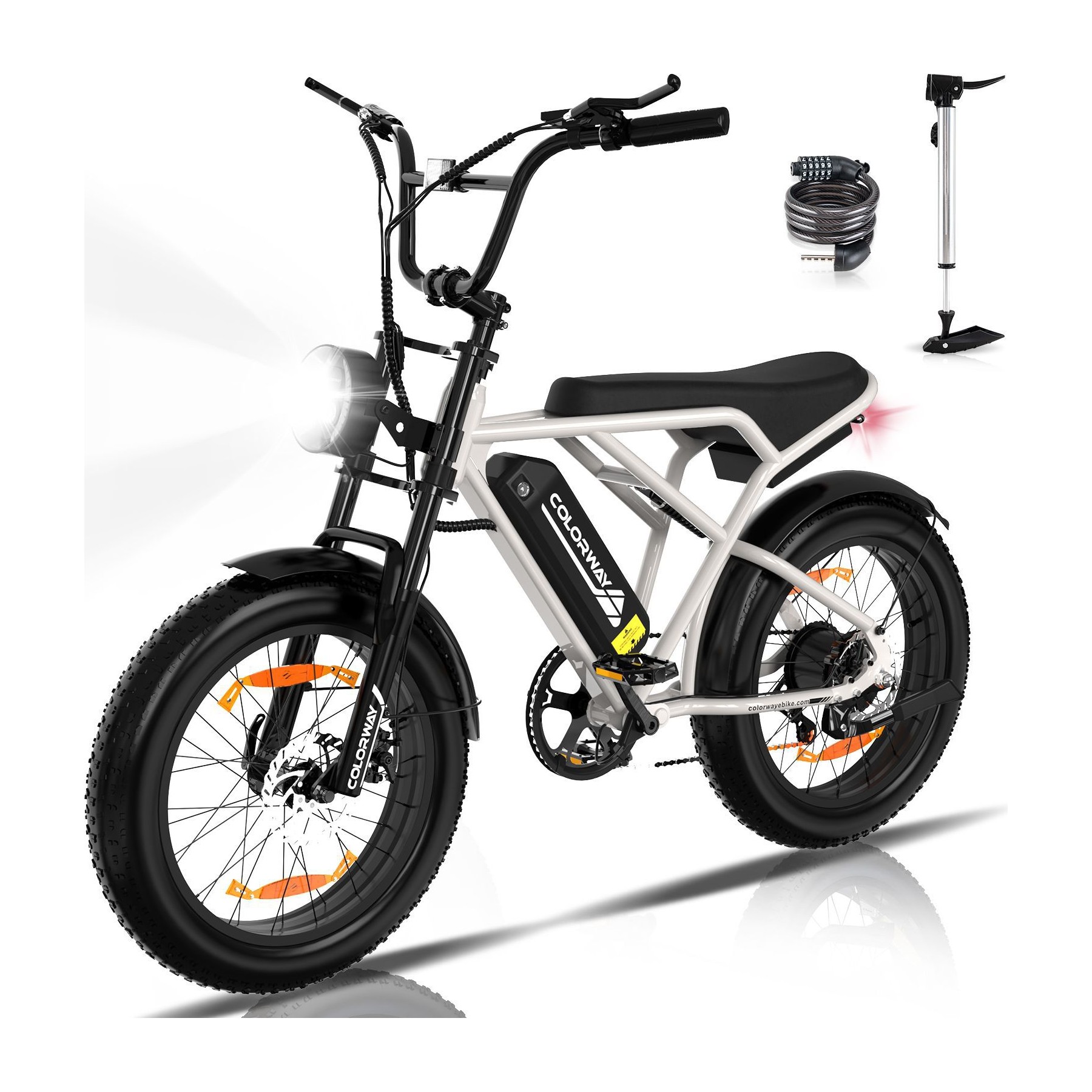 Vélo électrique COLORWAY 20"x4.0, 36V12Ah - VTT Gris Blanc